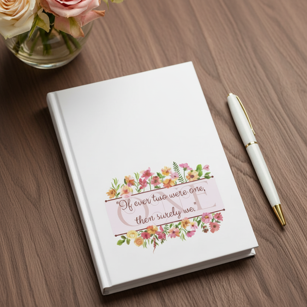 Floral Couples Hardcover Journal — "If ever two were one, then surely we"
