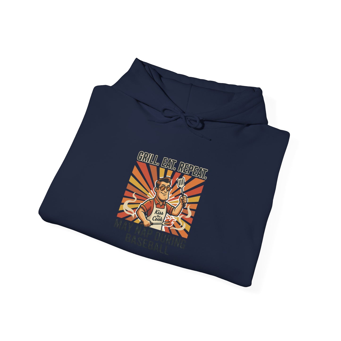 Grill, Eat, Repeat Hoodie | Father’s Day Dad Shirt, Retro Outdoorsy Fishing BBQ