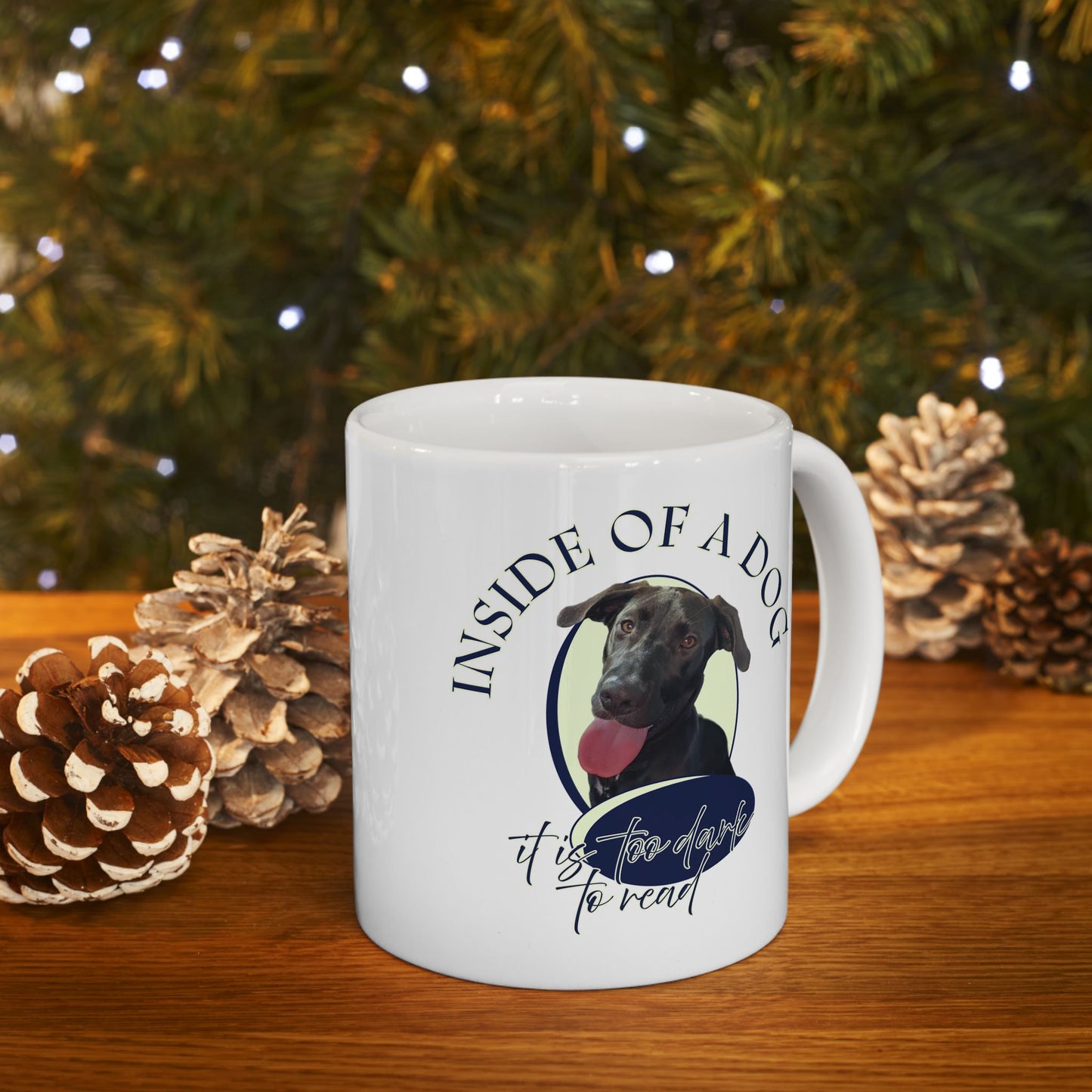 Dog & Books Ceramic Mug — “Outside of a Dog, a Book Is Man’s Best Friend” (11oz/15oz)
