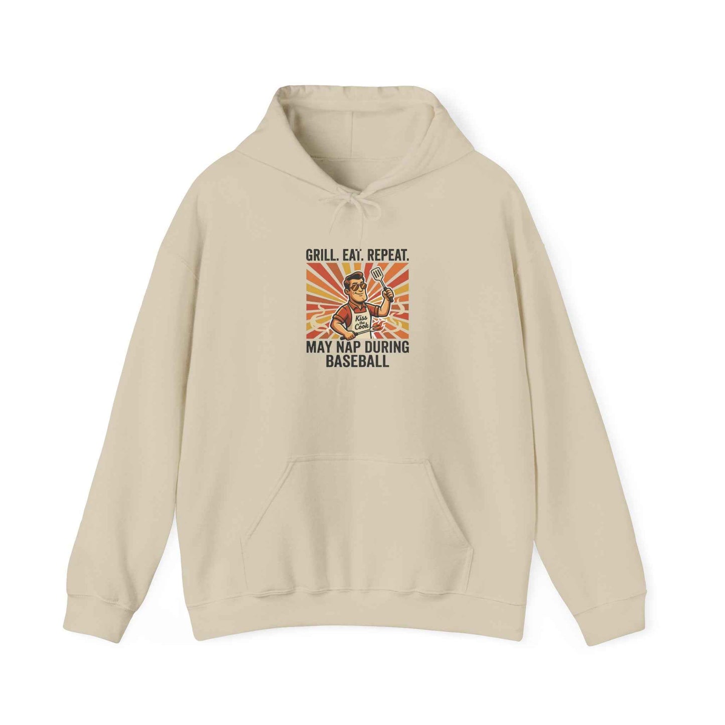 Grill, Eat, Repeat Hoodie | Father’s Day Dad Shirt, Retro Outdoorsy Fishing BBQ