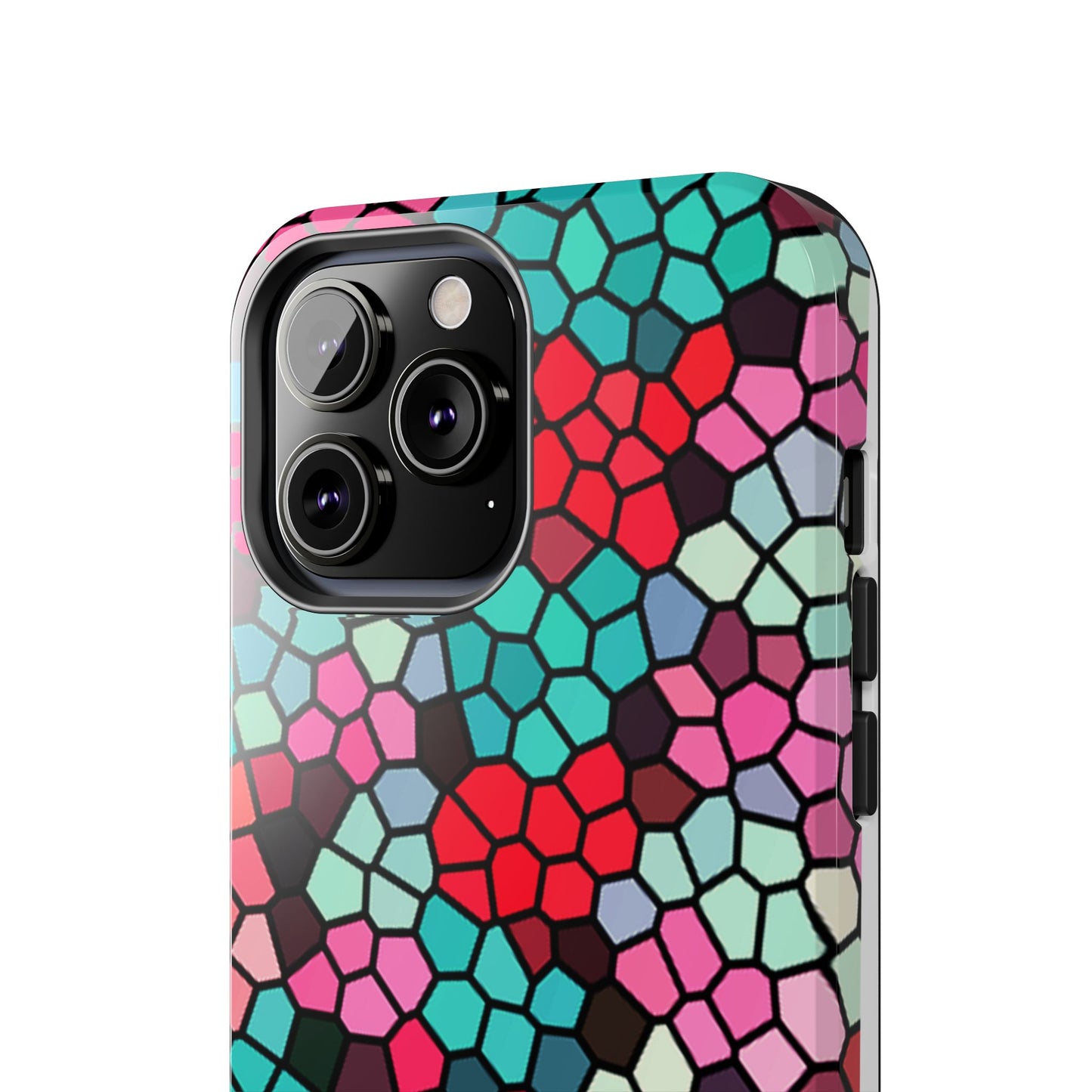 Mosaic Colorblock Tough Phone Case — Vibrant Stained-Glass Protective Cover