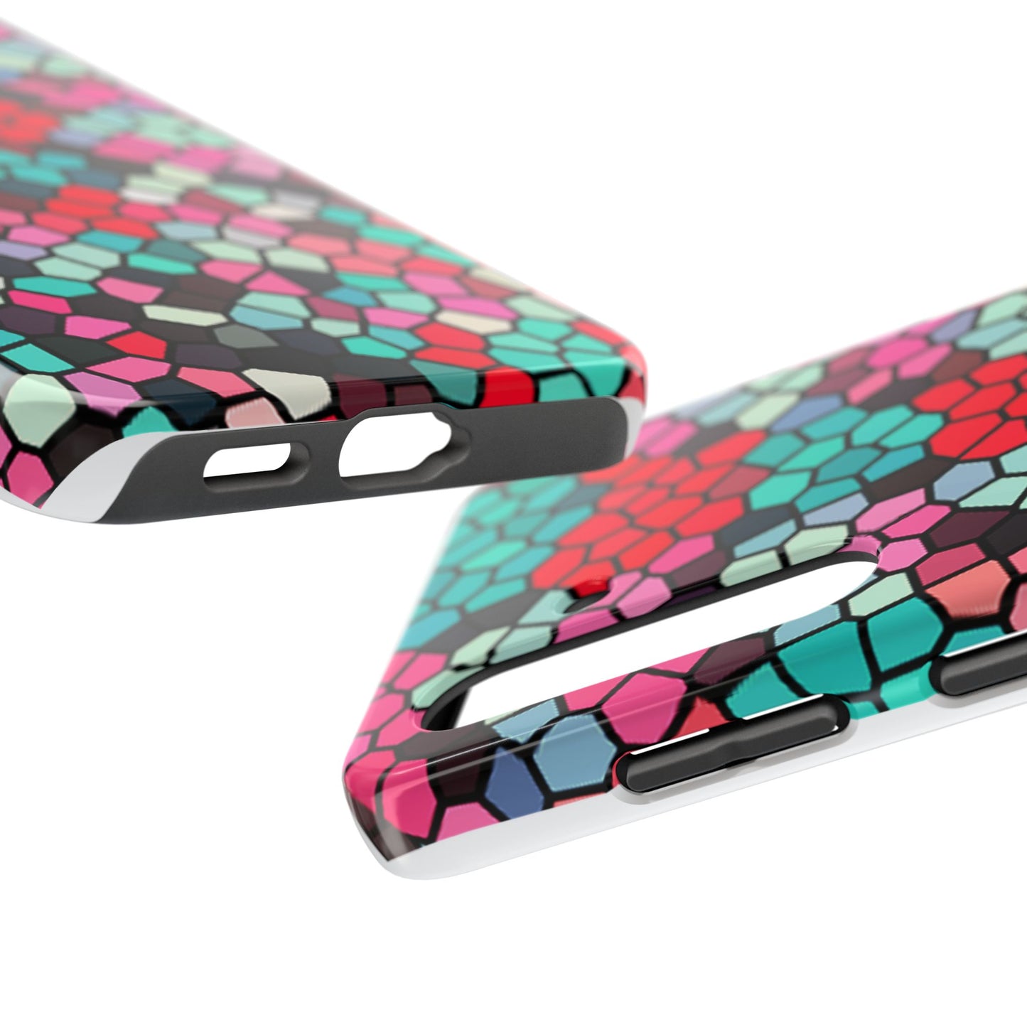 Mosaic Colorblock Tough Phone Case — Vibrant Stained-Glass Protective Cover
