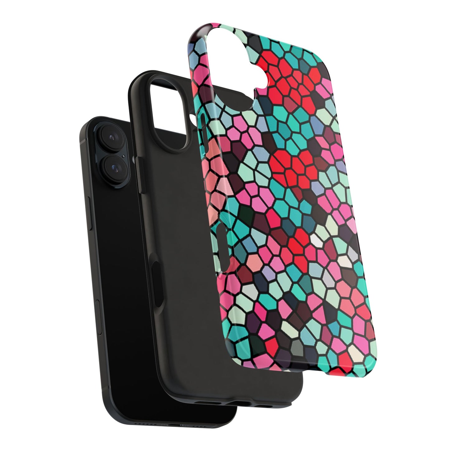 Mosaic Colorblock Tough Phone Case — Vibrant Stained-Glass Protective Cover