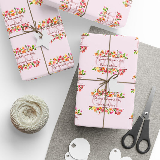 Wedding Wrapping Paper — “If Ever Two Were One” Anne Bradstreet Quote (Literature & Poetry Gift Wrap)