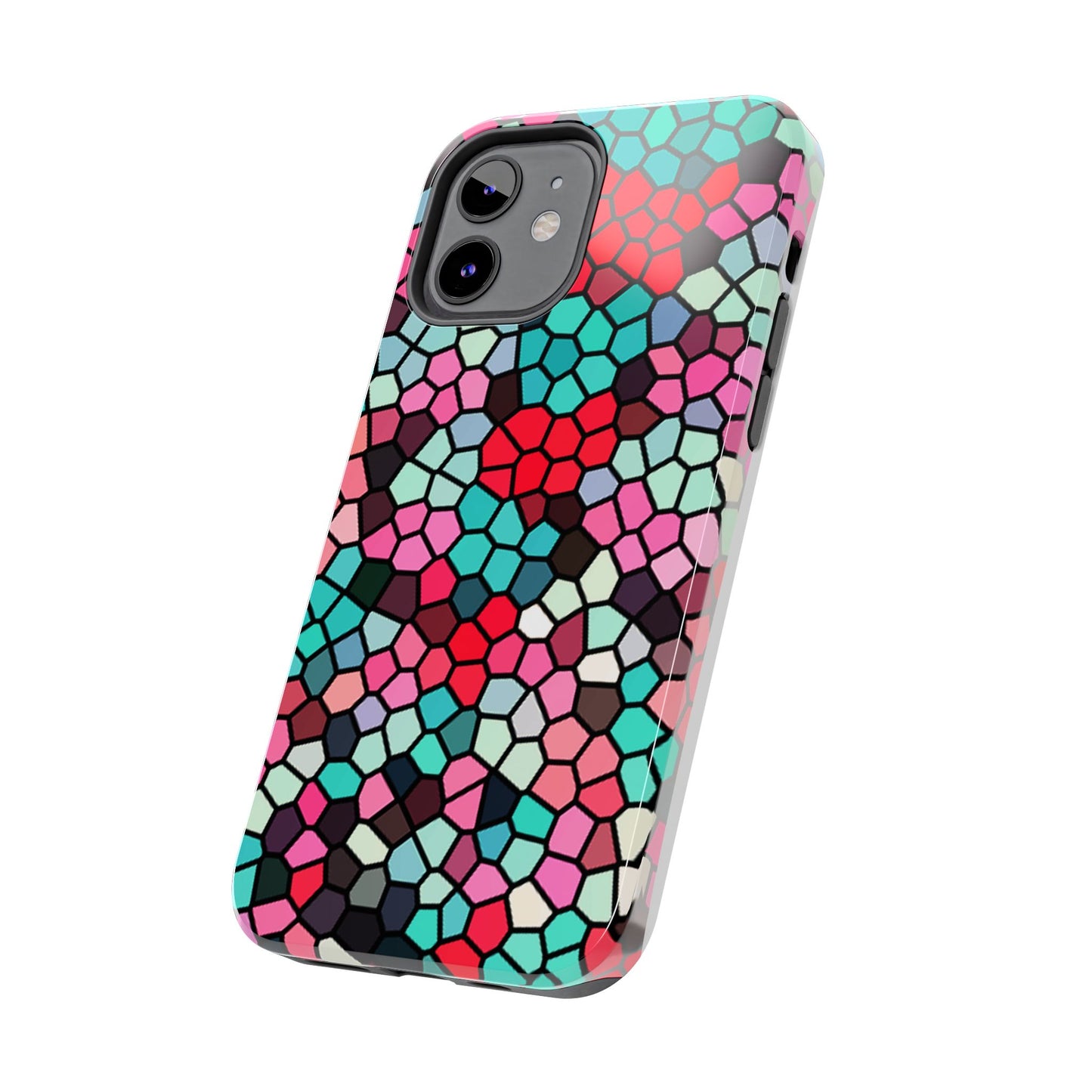 Mosaic Colorblock Tough Phone Case — Vibrant Stained-Glass Protective Cover