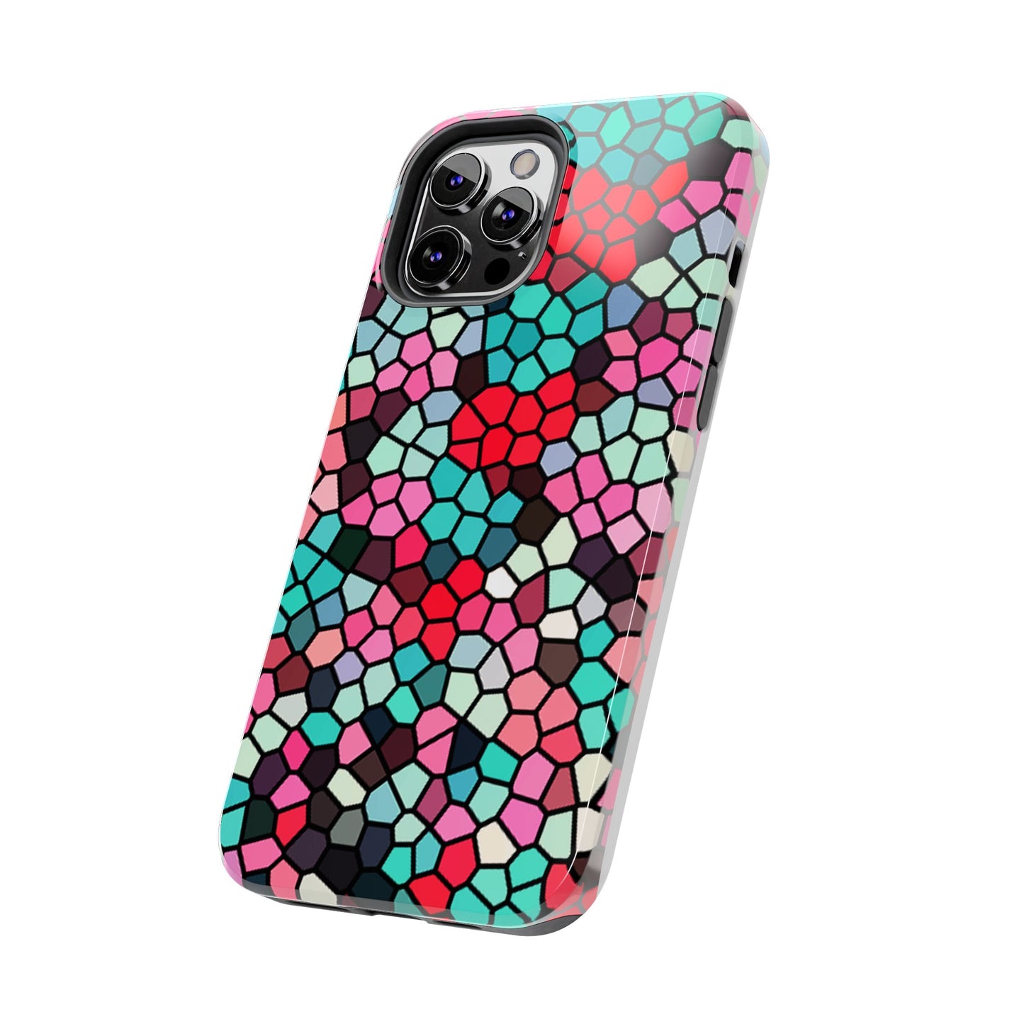 Mosaic Colorblock Tough Phone Case — Vibrant Stained-Glass Protective Cover