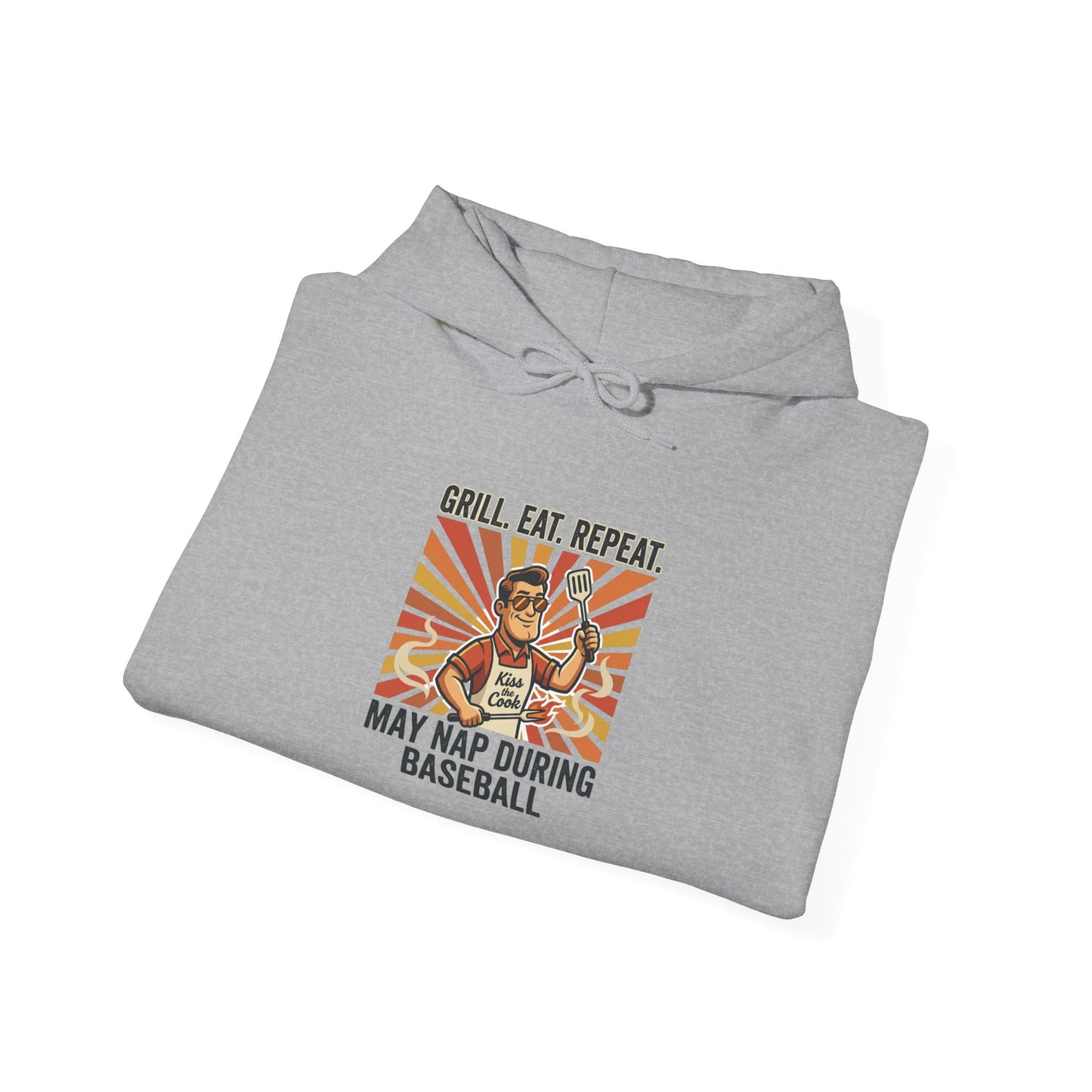 Grill, Eat, Repeat Hoodie | Father’s Day Dad Shirt, Retro Outdoorsy Fishing BBQ