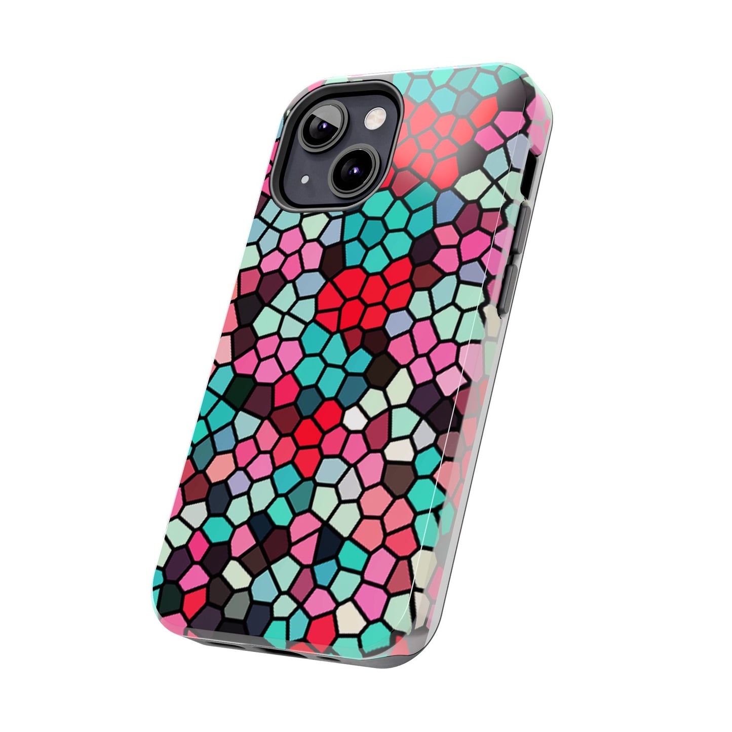 Mosaic Colorblock Tough Phone Case — Vibrant Stained-Glass Protective Cover