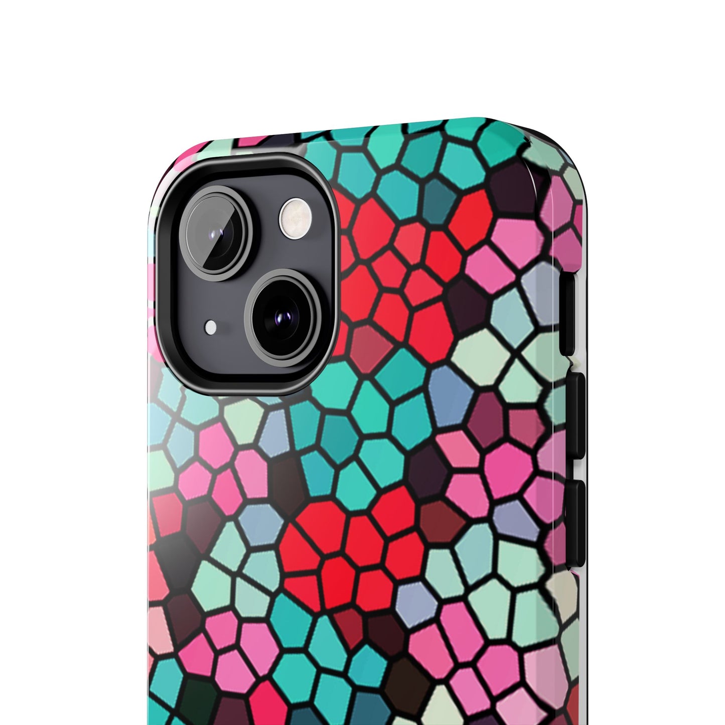 Mosaic Colorblock Tough Phone Case — Vibrant Stained-Glass Protective Cover