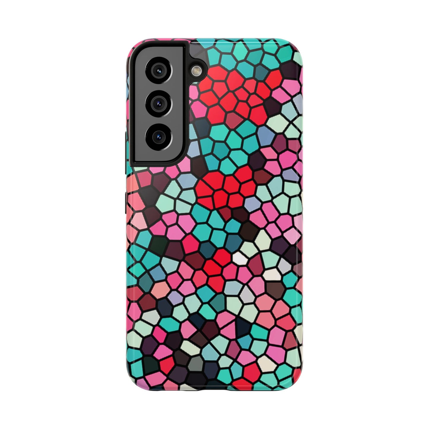 Mosaic Colorblock Tough Phone Case — Vibrant Stained-Glass Protective Cover