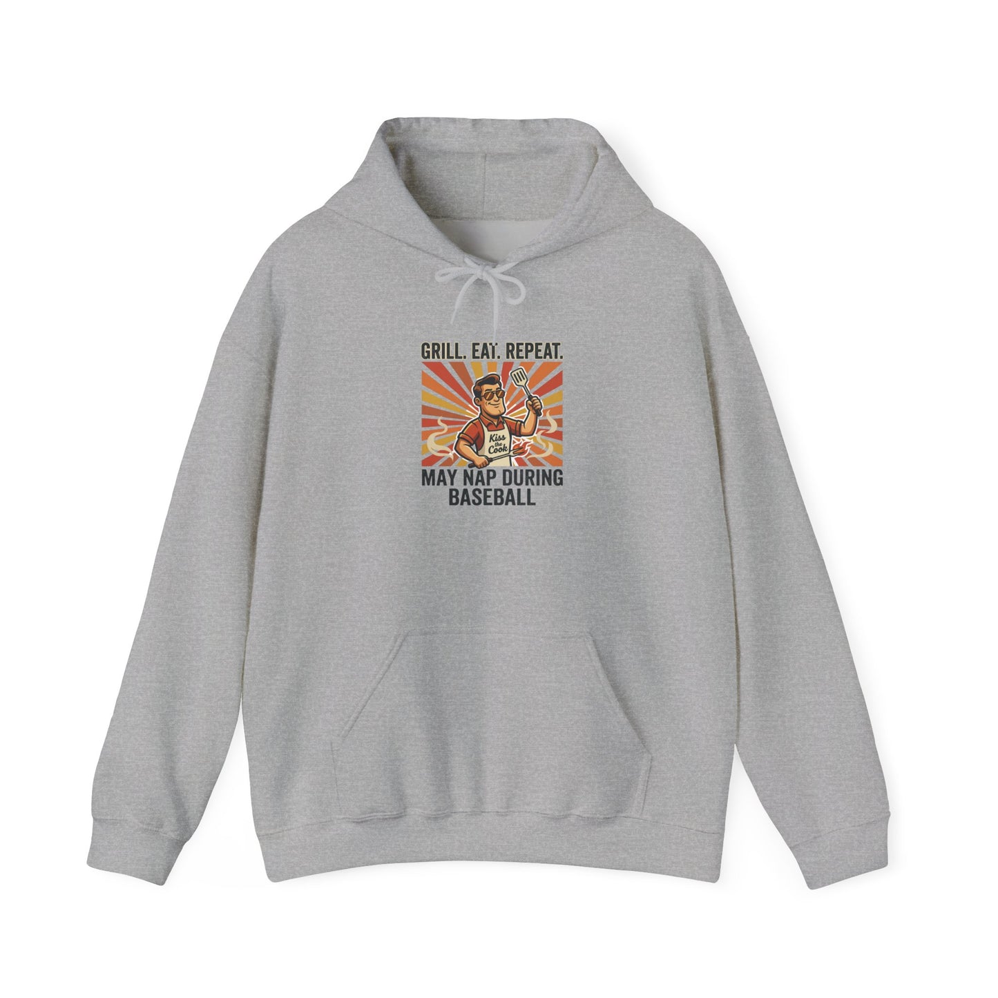 Grill, Eat, Repeat Hoodie | Father’s Day Dad Shirt, Retro Outdoorsy Fishing BBQ