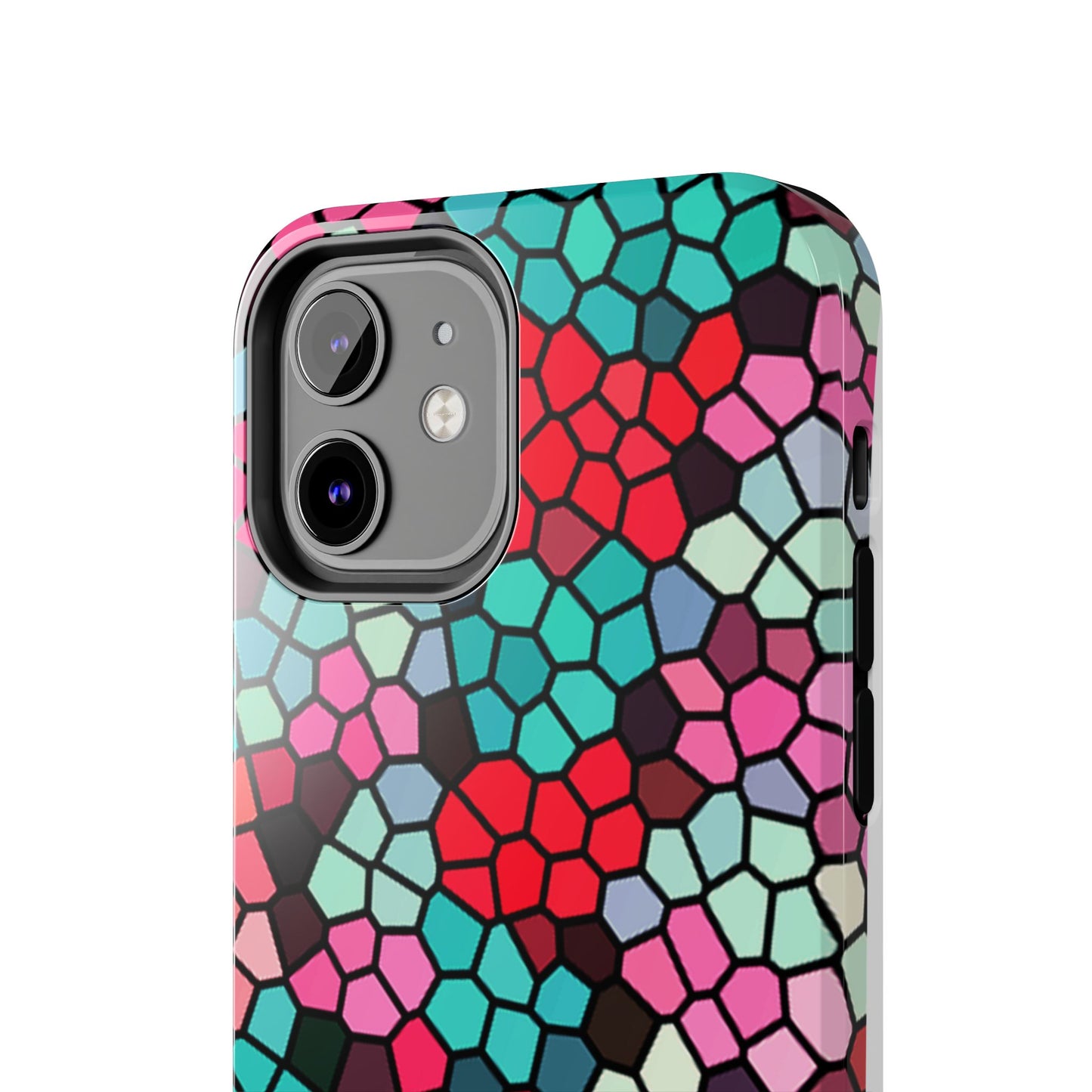Mosaic Colorblock Tough Phone Case — Vibrant Stained-Glass Protective Cover