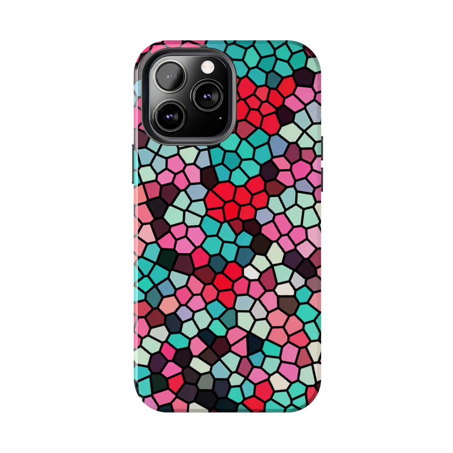 Mosaic Colorblock Tough Phone Case — Vibrant Stained-Glass Protective Cover