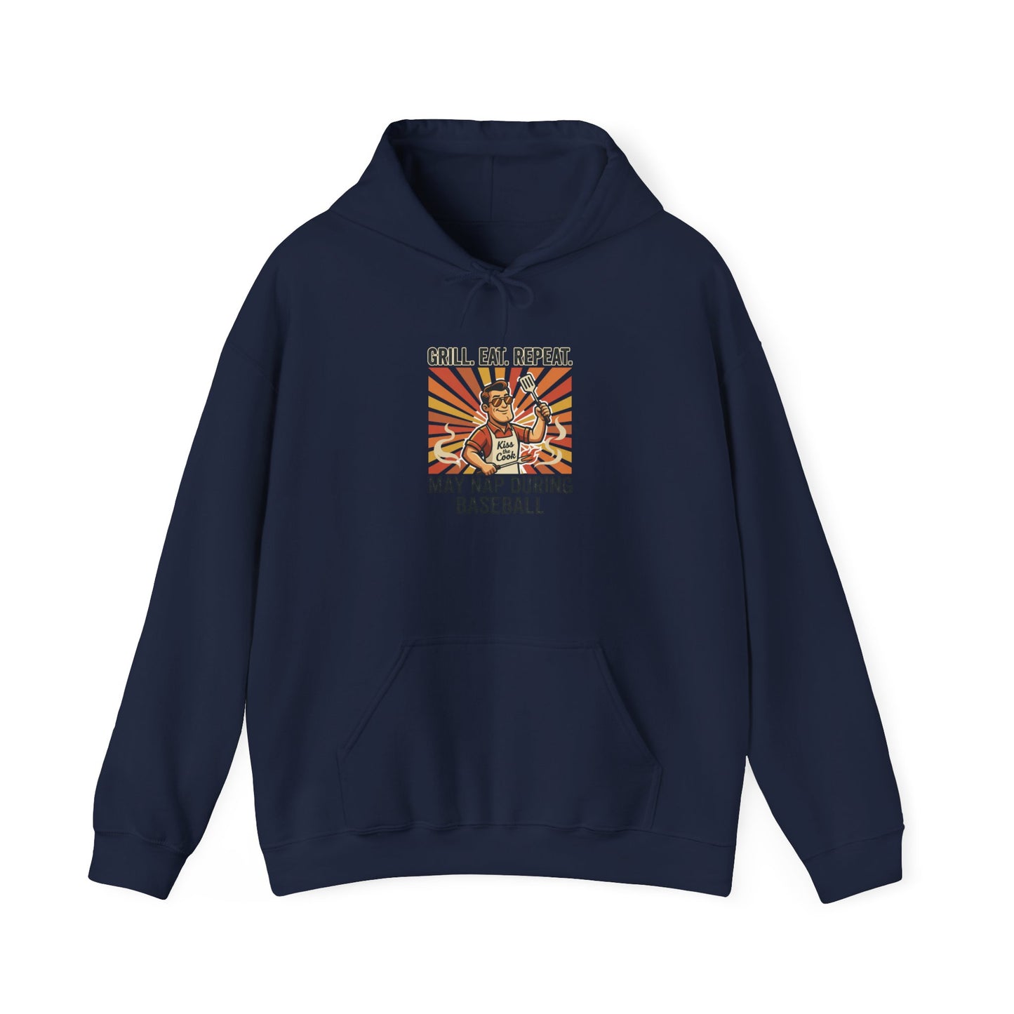 Grill, Eat, Repeat Hoodie | Father’s Day Dad Shirt, Retro Outdoorsy Fishing BBQ
