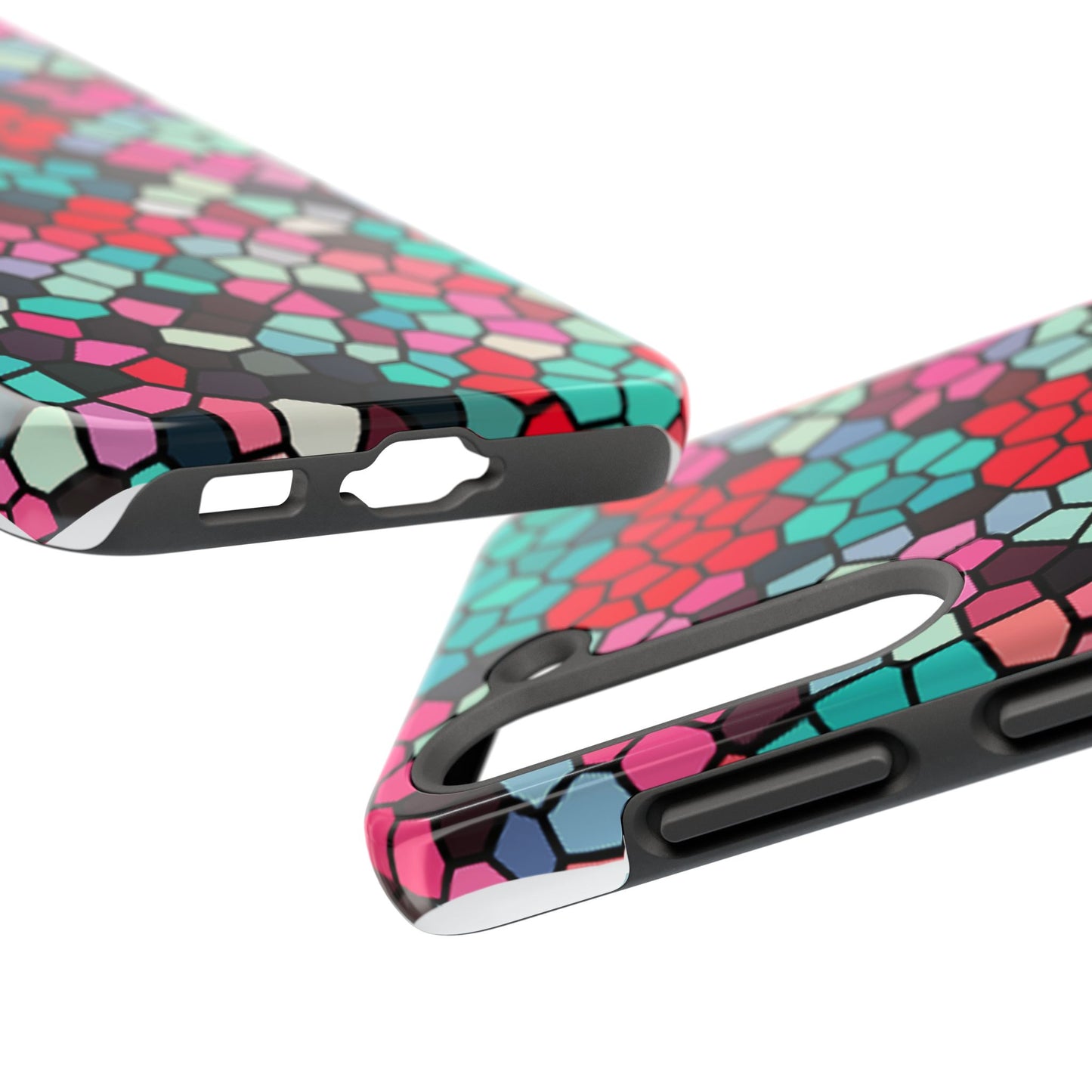Mosaic Colorblock Tough Phone Case — Vibrant Stained-Glass Protective Cover
