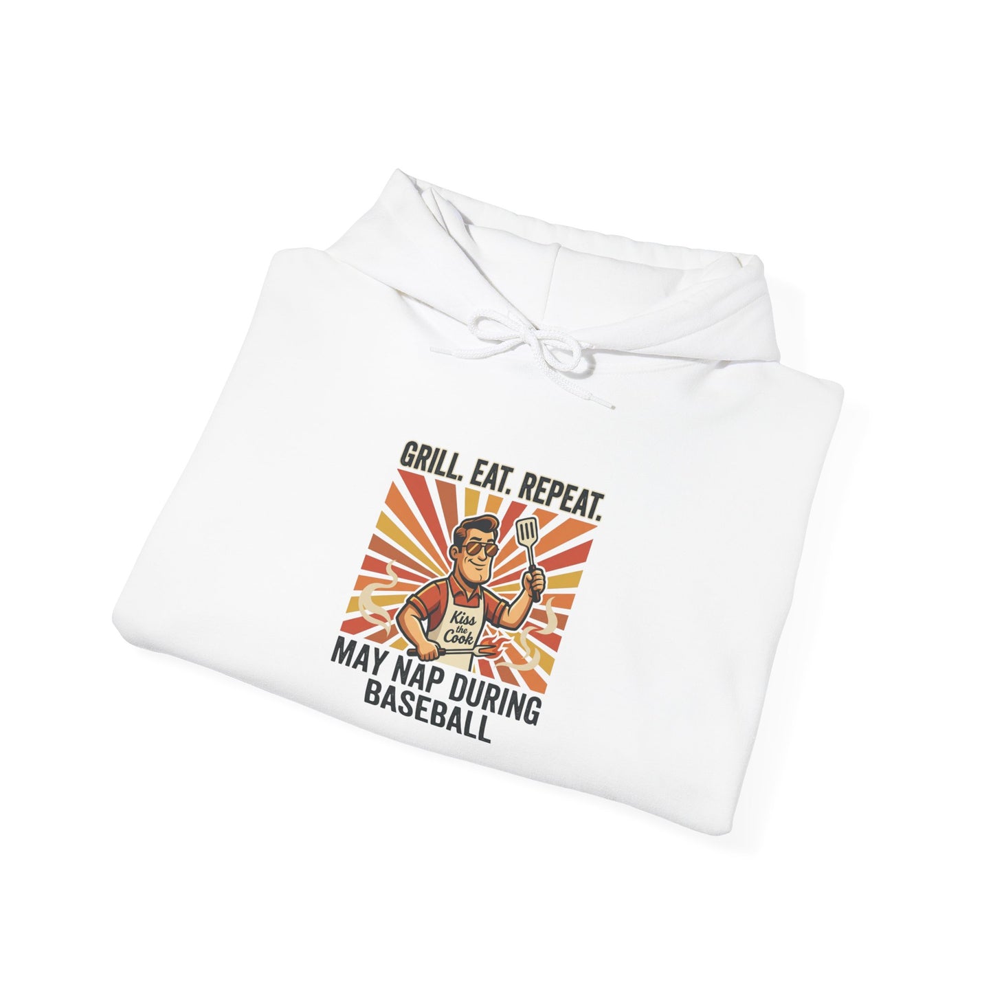 Grill, Eat, Repeat Hoodie | Father’s Day Dad Shirt, Retro Outdoorsy Fishing BBQ