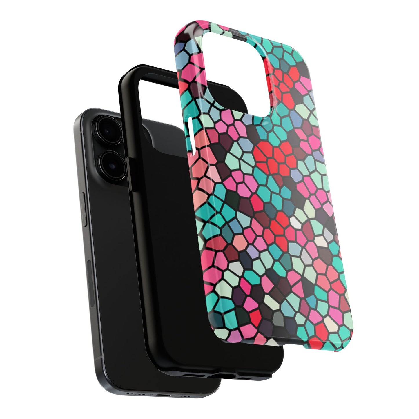 Mosaic Colorblock Tough Phone Case — Vibrant Stained-Glass Protective Cover