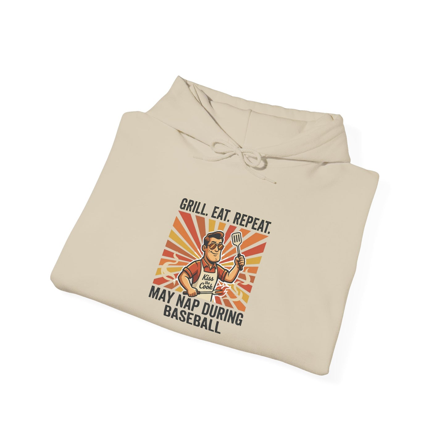 Grill, Eat, Repeat Hoodie | Father’s Day Dad Shirt, Retro Outdoorsy Fishing BBQ