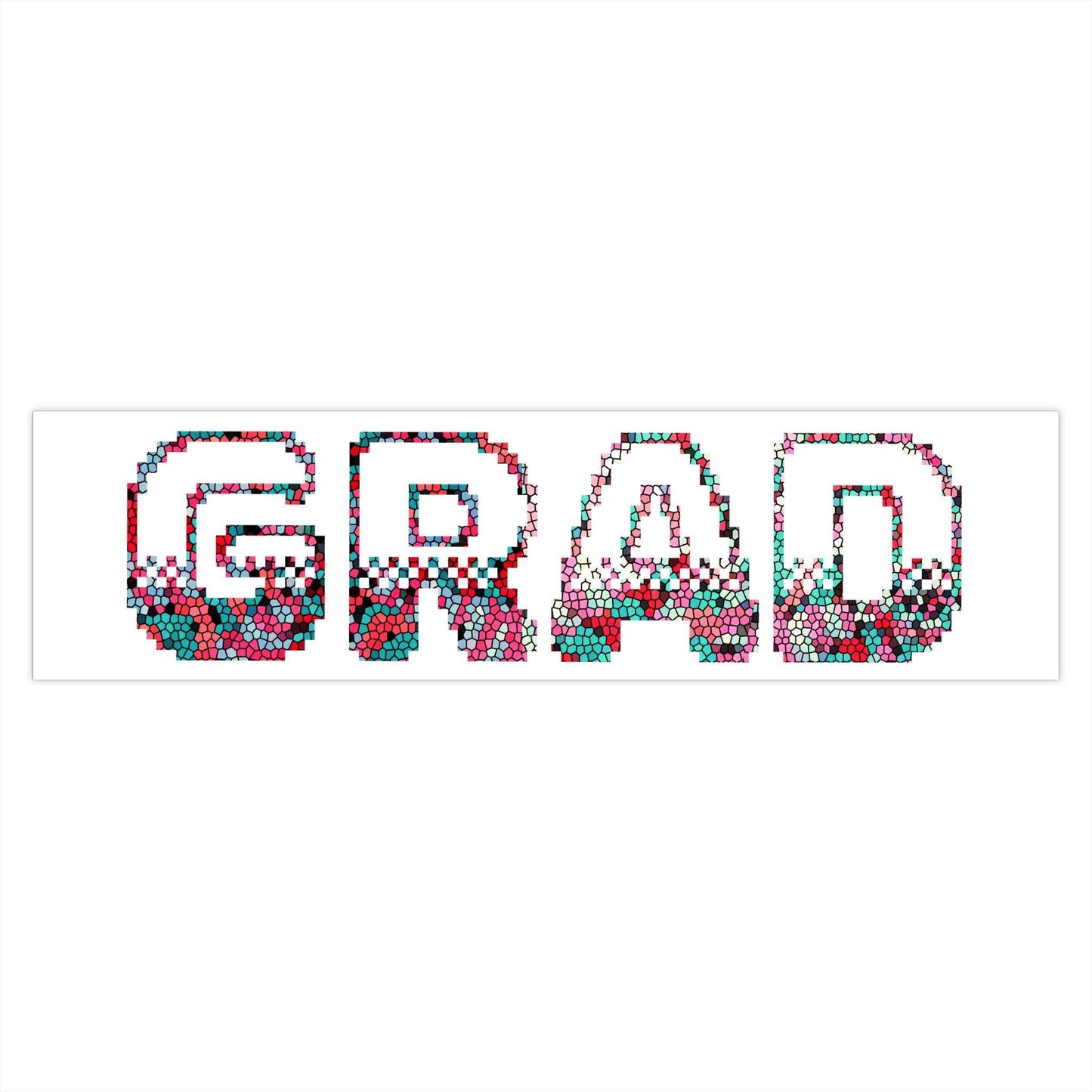 Grad Bold Pixelated Design Bumper Sticker — Graduation Car Decal