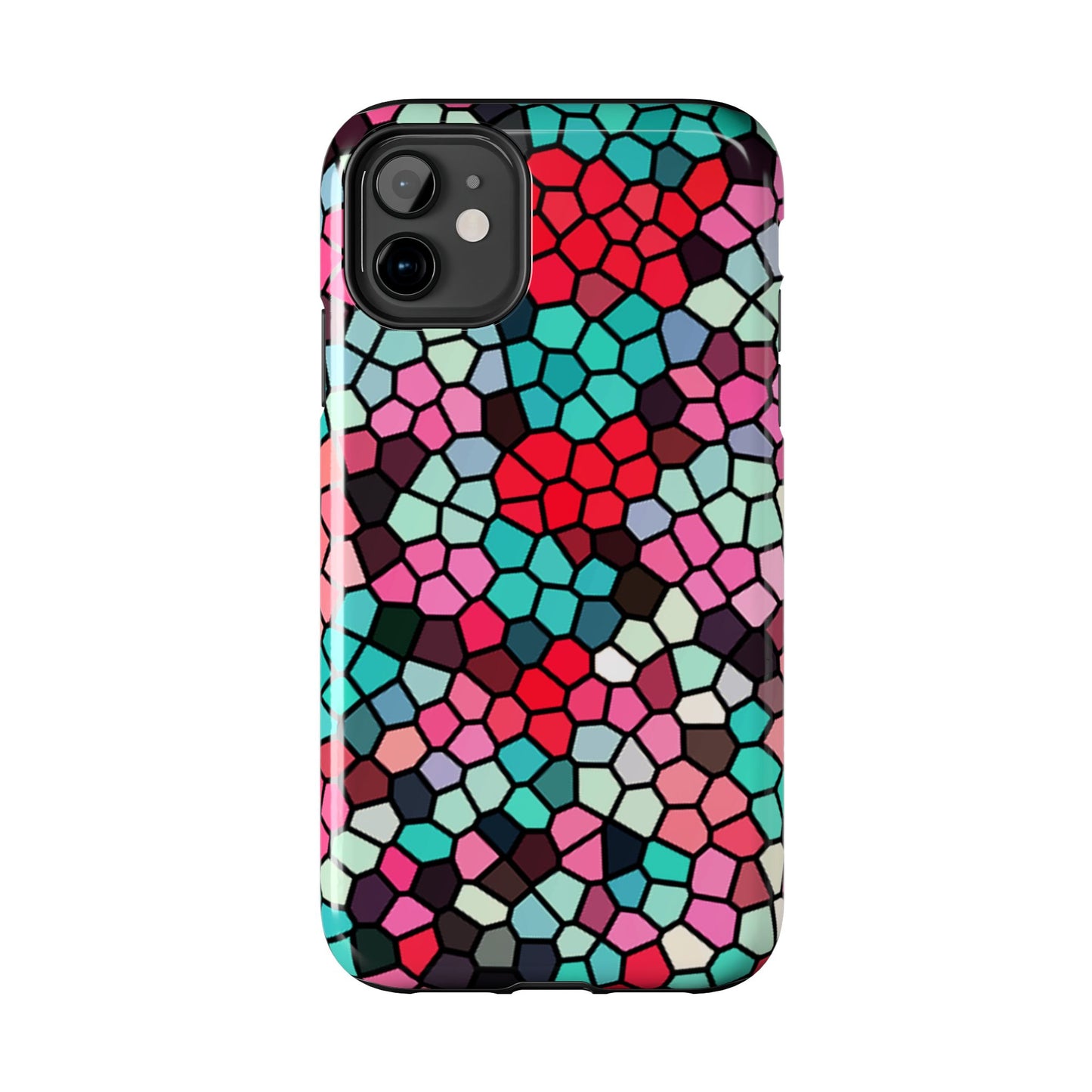 Mosaic Colorblock Tough Phone Case — Vibrant Stained-Glass Protective Cover