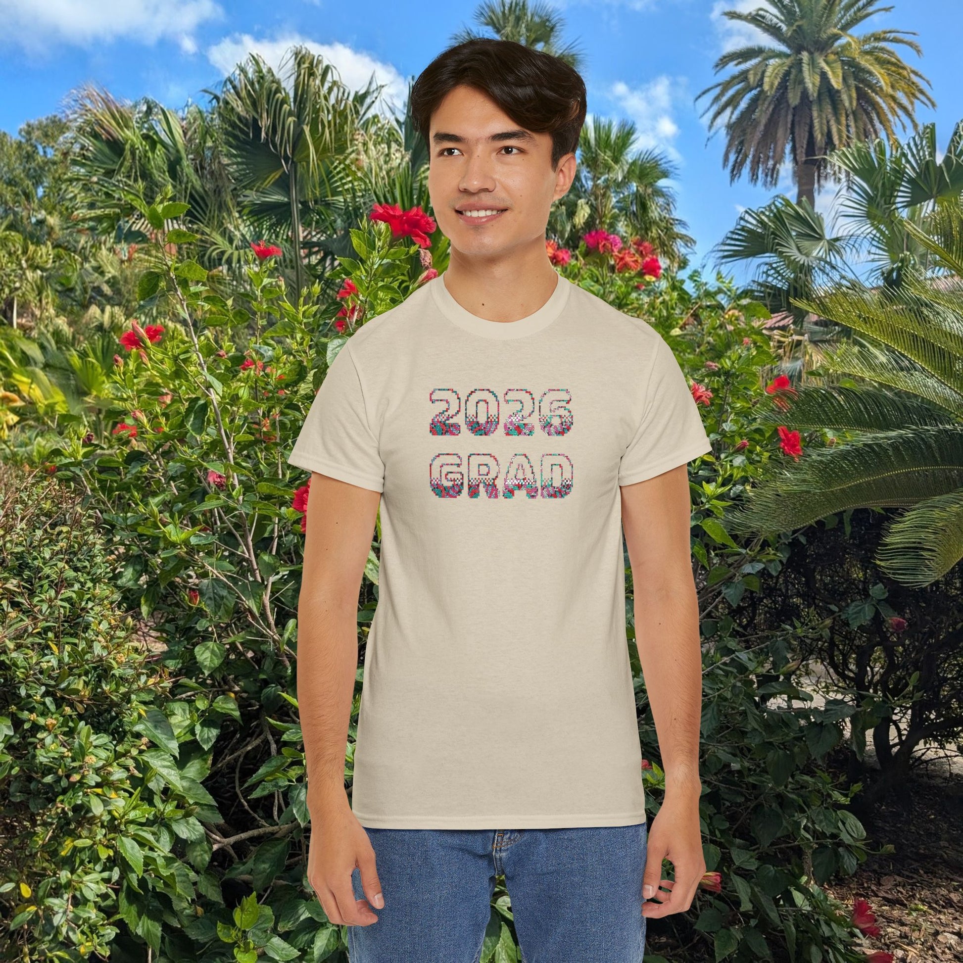 2026 Pixelated Grad T-Shirt Team Supporter — Personalized Back Name Senior Class Tee - Nensensical