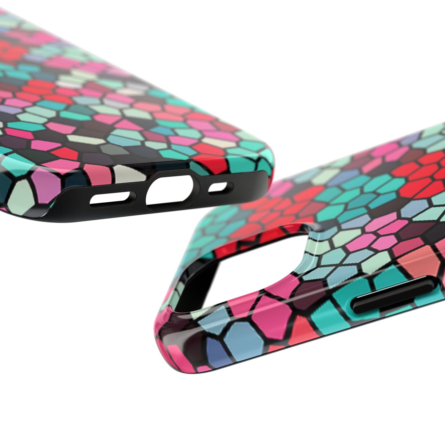 Mosaic Colorblock Tough Phone Case — Vibrant Stained-Glass Protective Cover