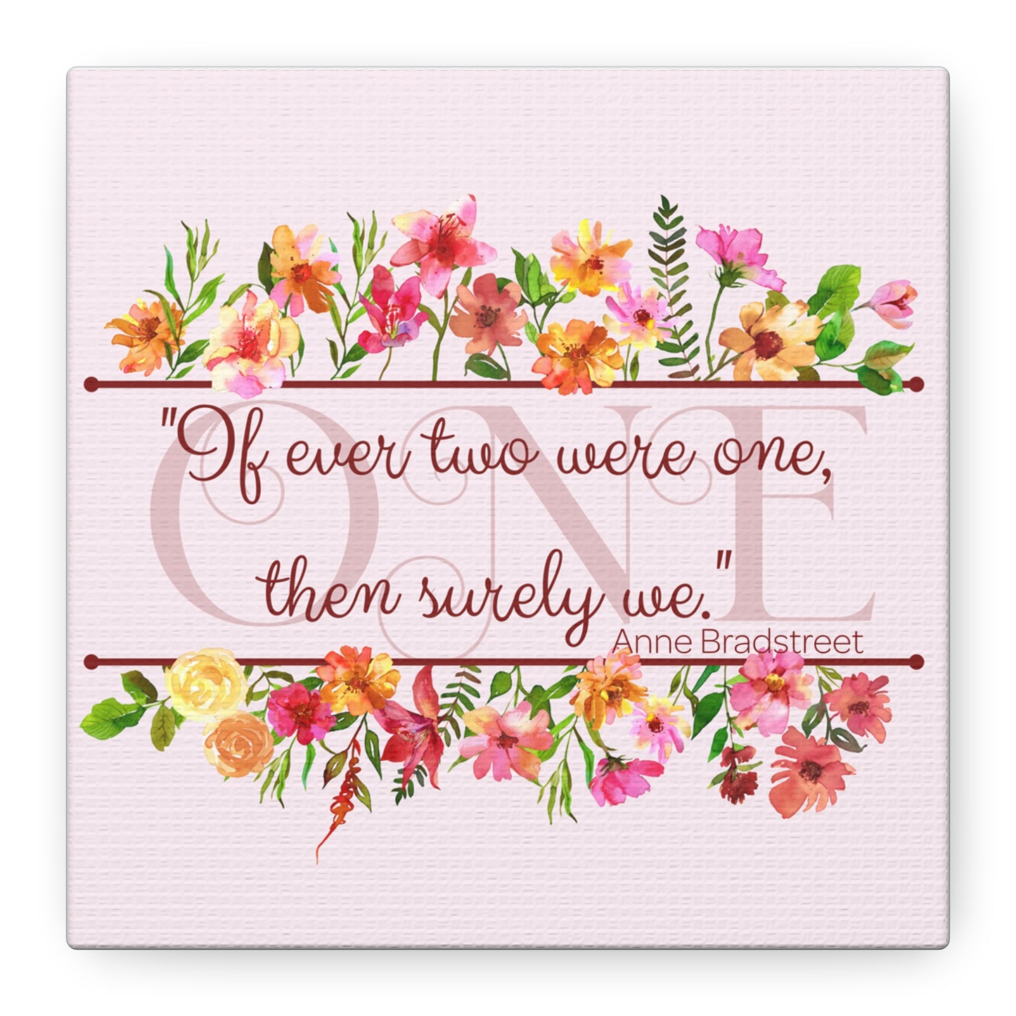 Bradstreet Poem Canvas Print — Romantic Wedding Love Quote for Literature Lovers