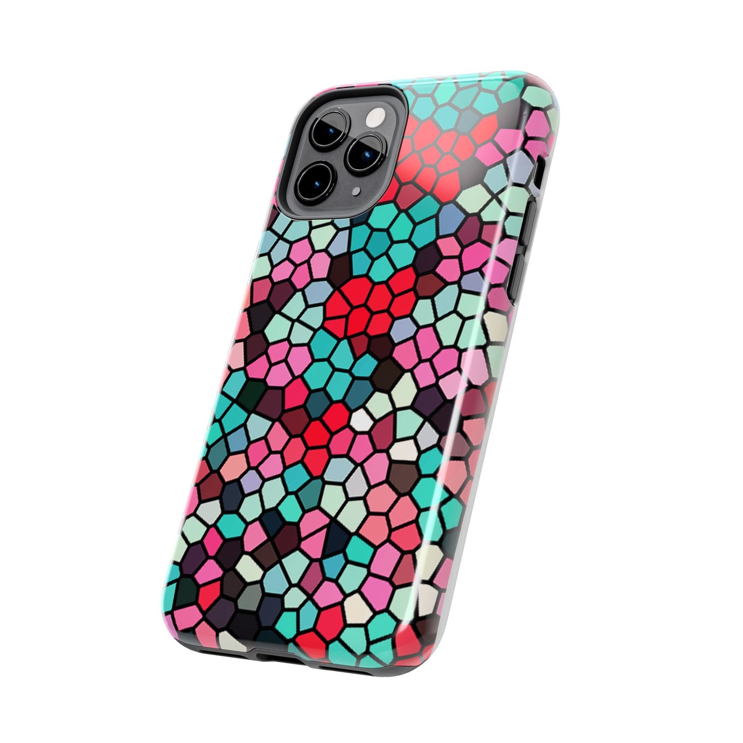 Mosaic Colorblock Tough Phone Case — Vibrant Stained-Glass Protective Cover
