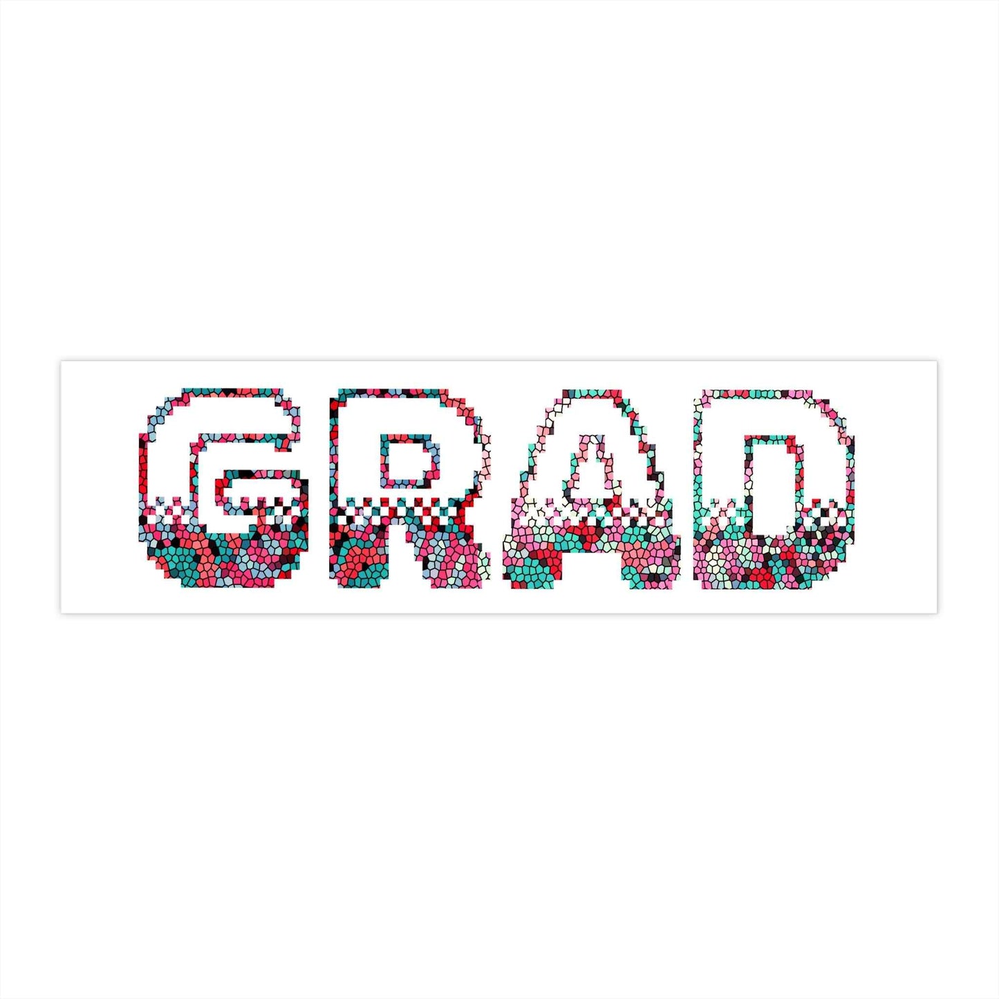 Grad Bold Pixelated Design Bumper Sticker — Graduation Car Decal