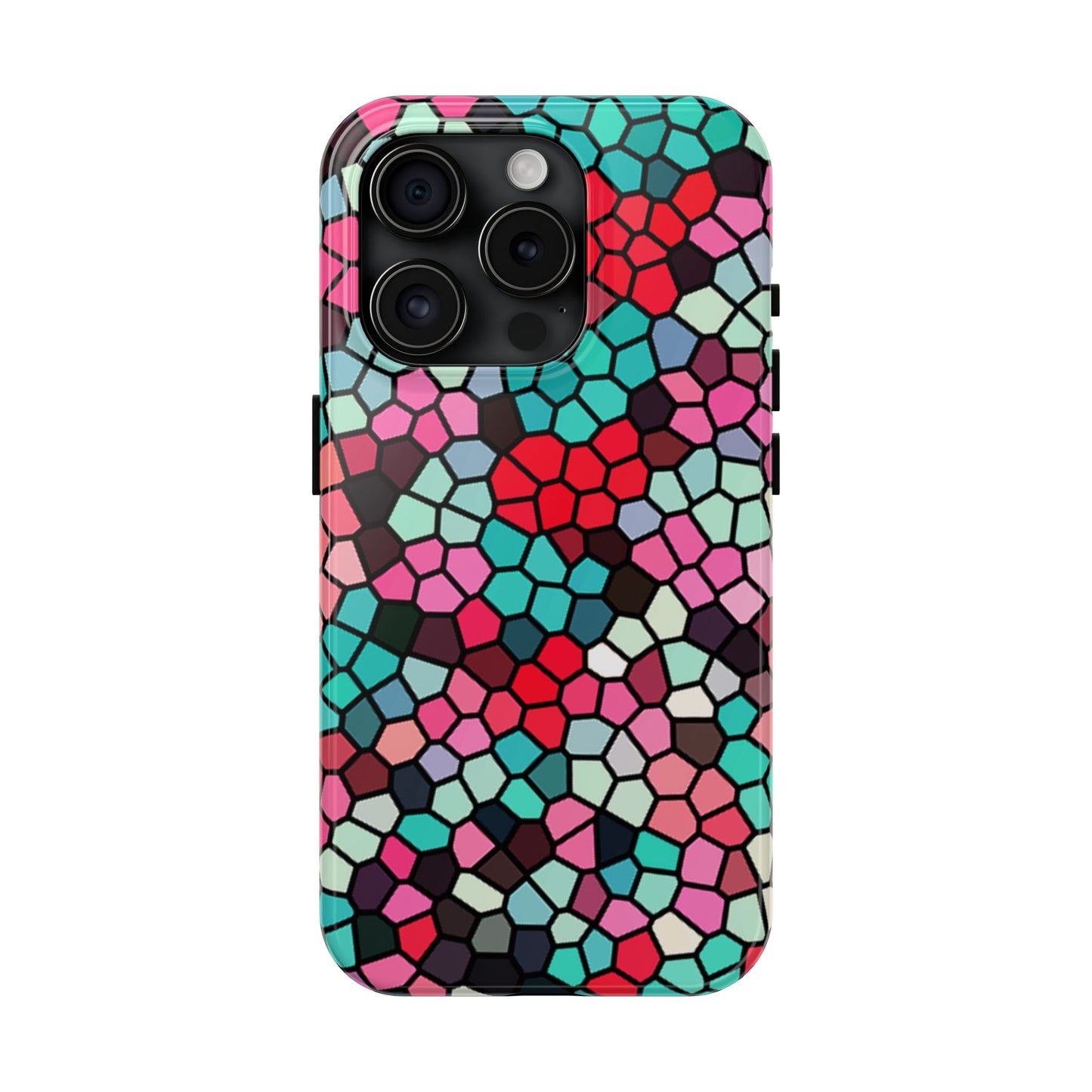 Mosaic Colorblock Tough Phone Case — Vibrant Stained-Glass Protective Cover