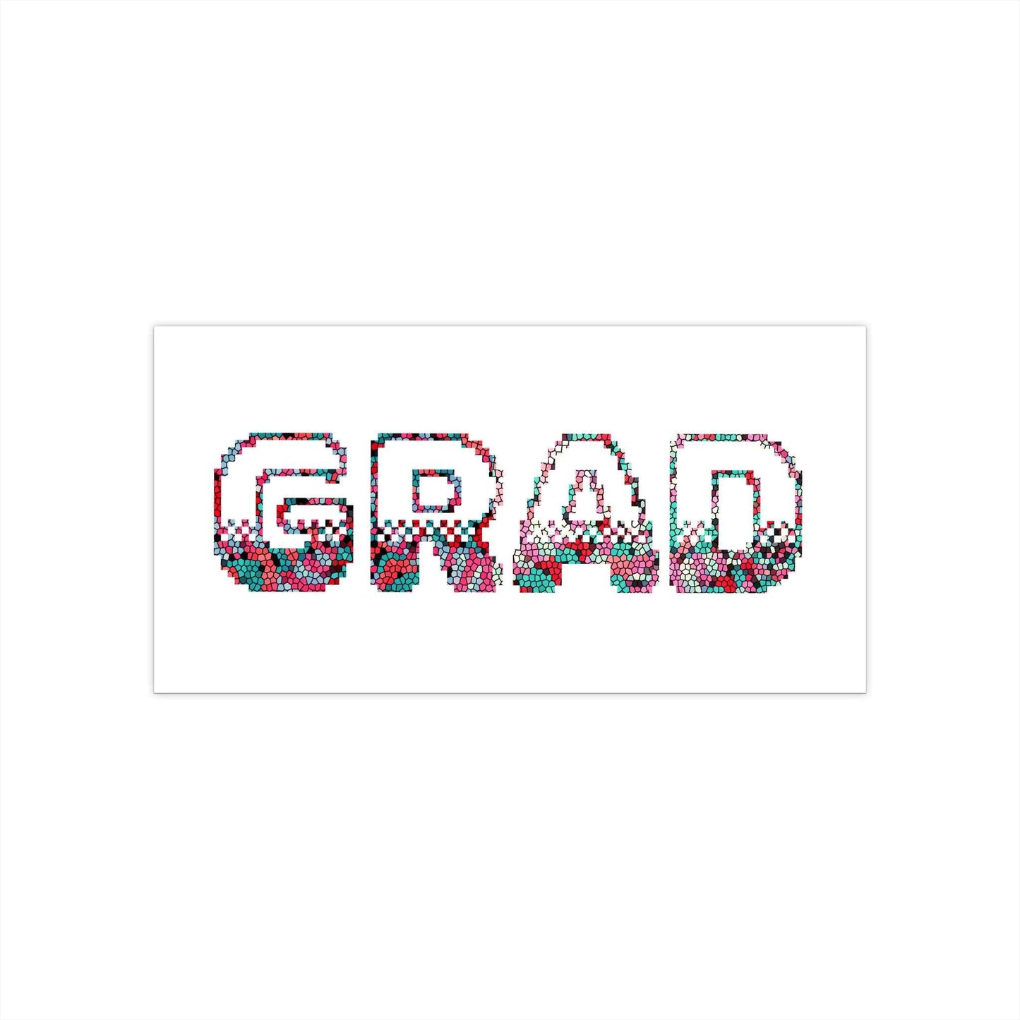 Grad Bold Pixelated Design Bumper Sticker — Graduation Car Decal