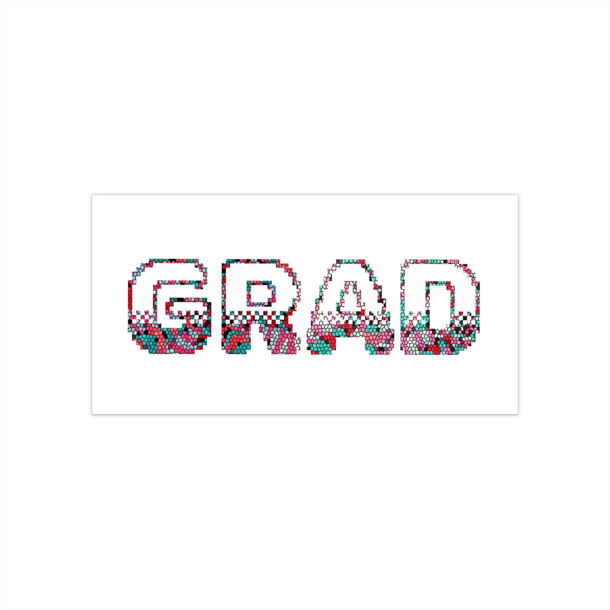 Grad Bold Pixelated Design Bumper Sticker — Graduation Car Decal