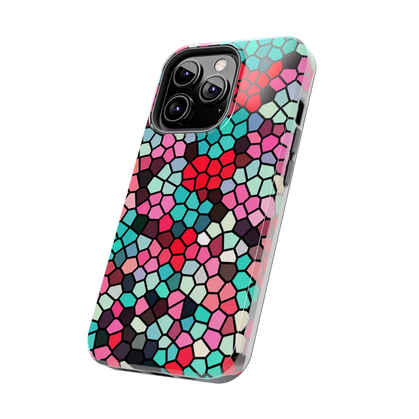 Mosaic Colorblock Tough Phone Case — Vibrant Stained-Glass Protective Cover