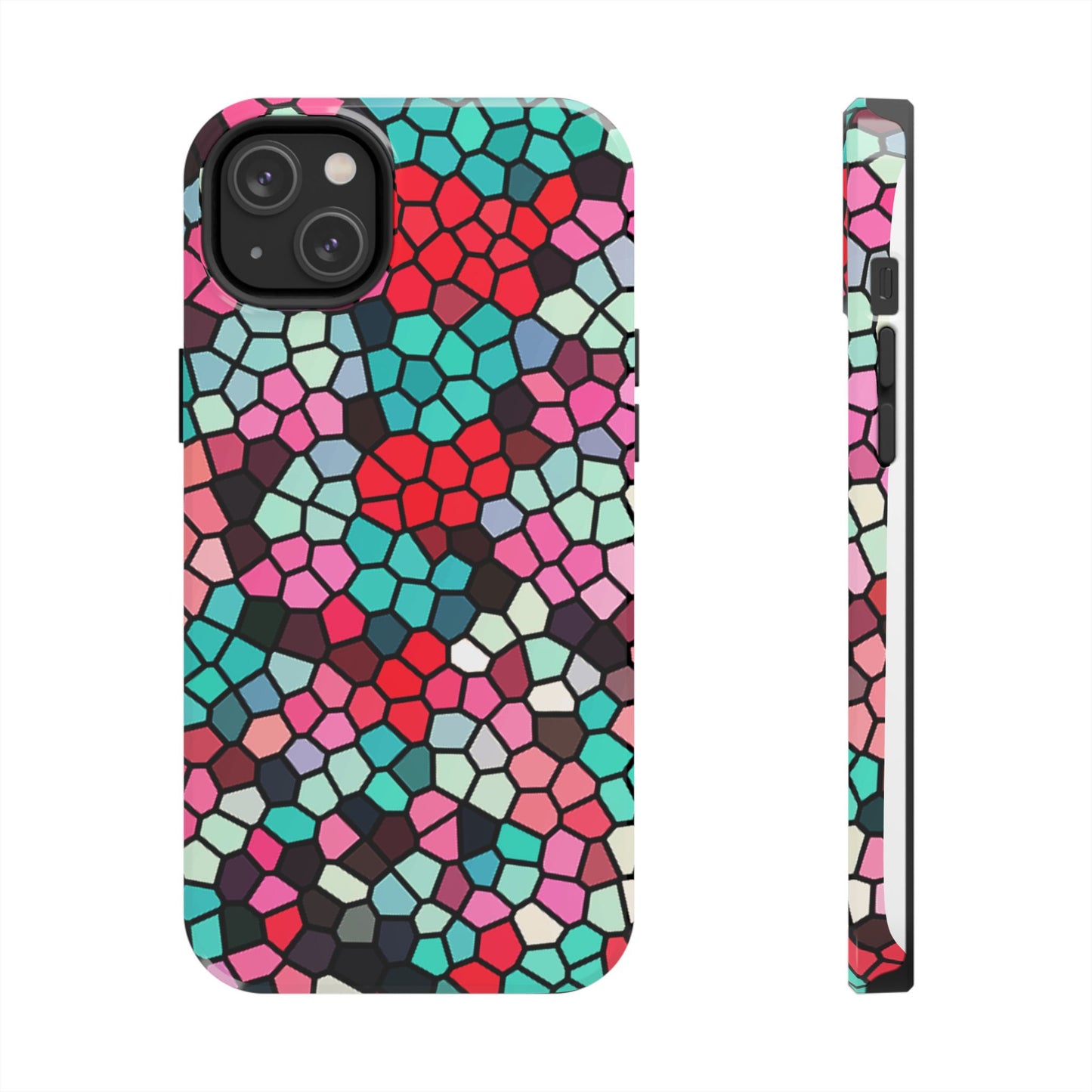 Mosaic Colorblock Tough Phone Case — Vibrant Stained-Glass Protective Cover