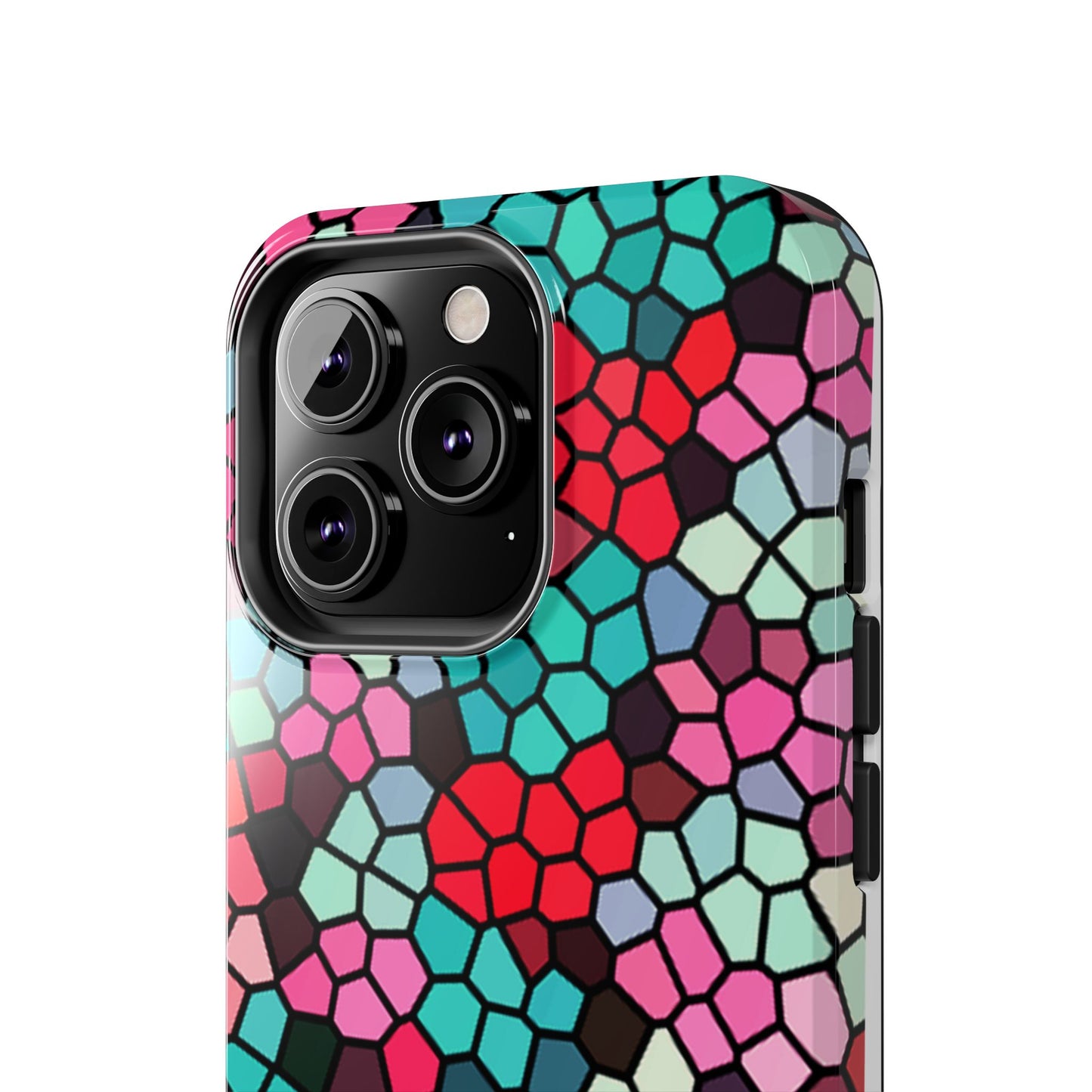 Mosaic Colorblock Tough Phone Case — Vibrant Stained-Glass Protective Cover