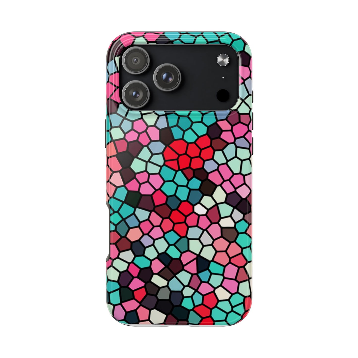 Mosaic Colorblock Tough Phone Case — Vibrant Stained-Glass Protective Cover