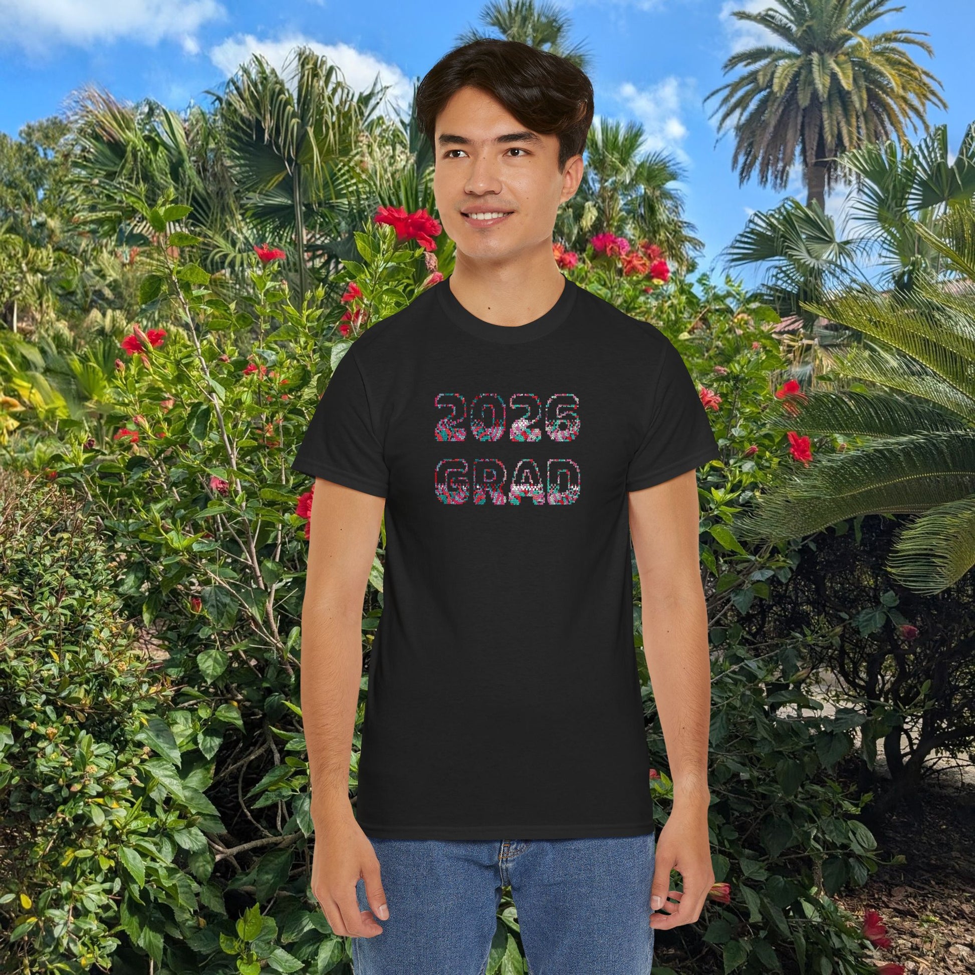 2026 Pixelated Grad T-Shirt Team Supporter — Personalized Back Name Senior Class Tee - Nensensical