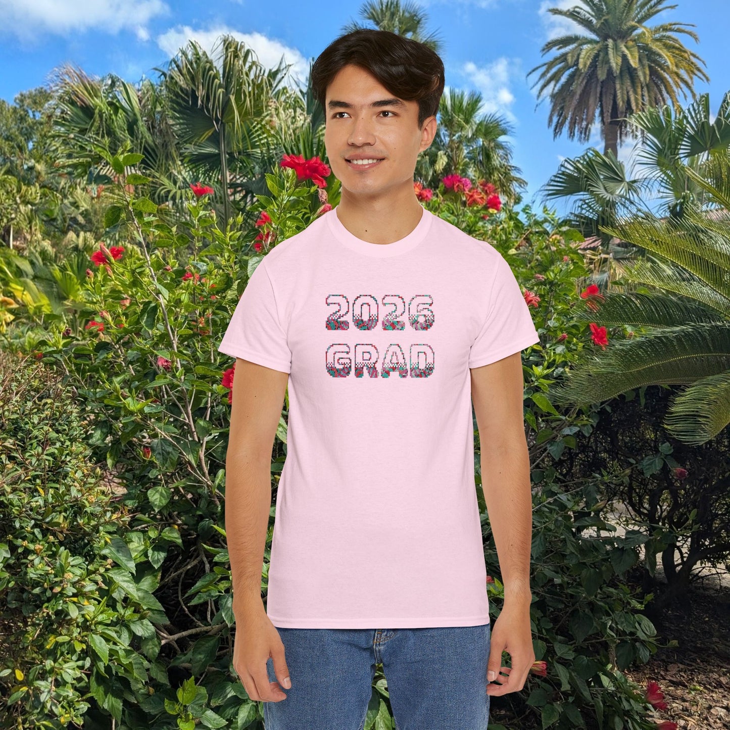 2026 Pixelated Grad T-Shirt Team Supporter — Personalized Back Name Senior Class Tee - Nensensical