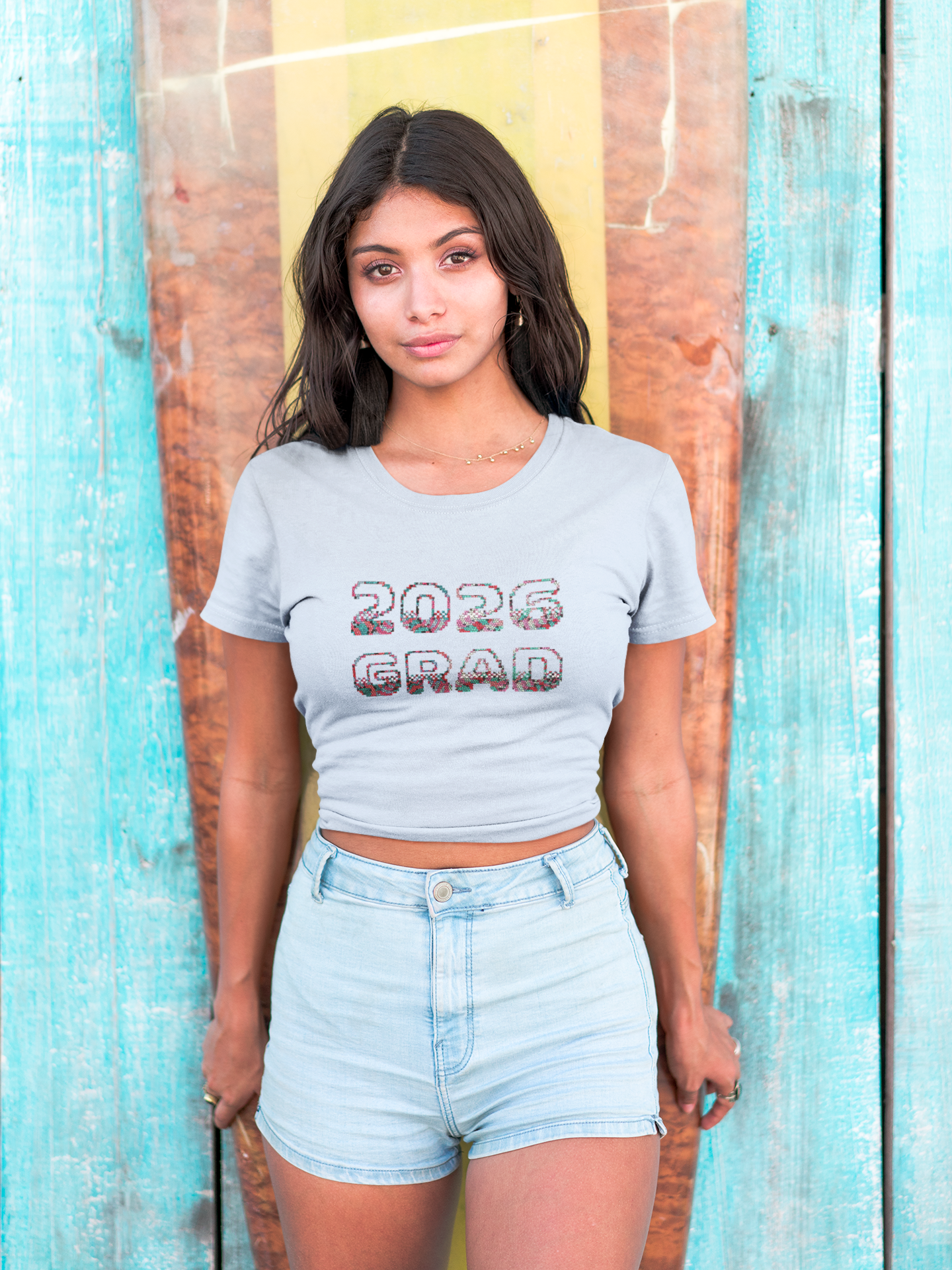 2026 Pixelated Grad T-Shirt Team Supporter — Personalized Back Name Senior Class Tee - Nensensical