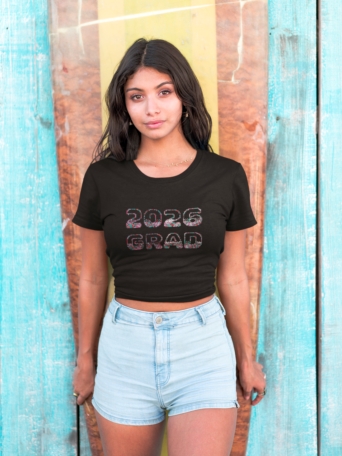 2026 Pixelated Grad T-Shirt Team Supporter — Personalized Back Name Senior Class Tee - Nensensical