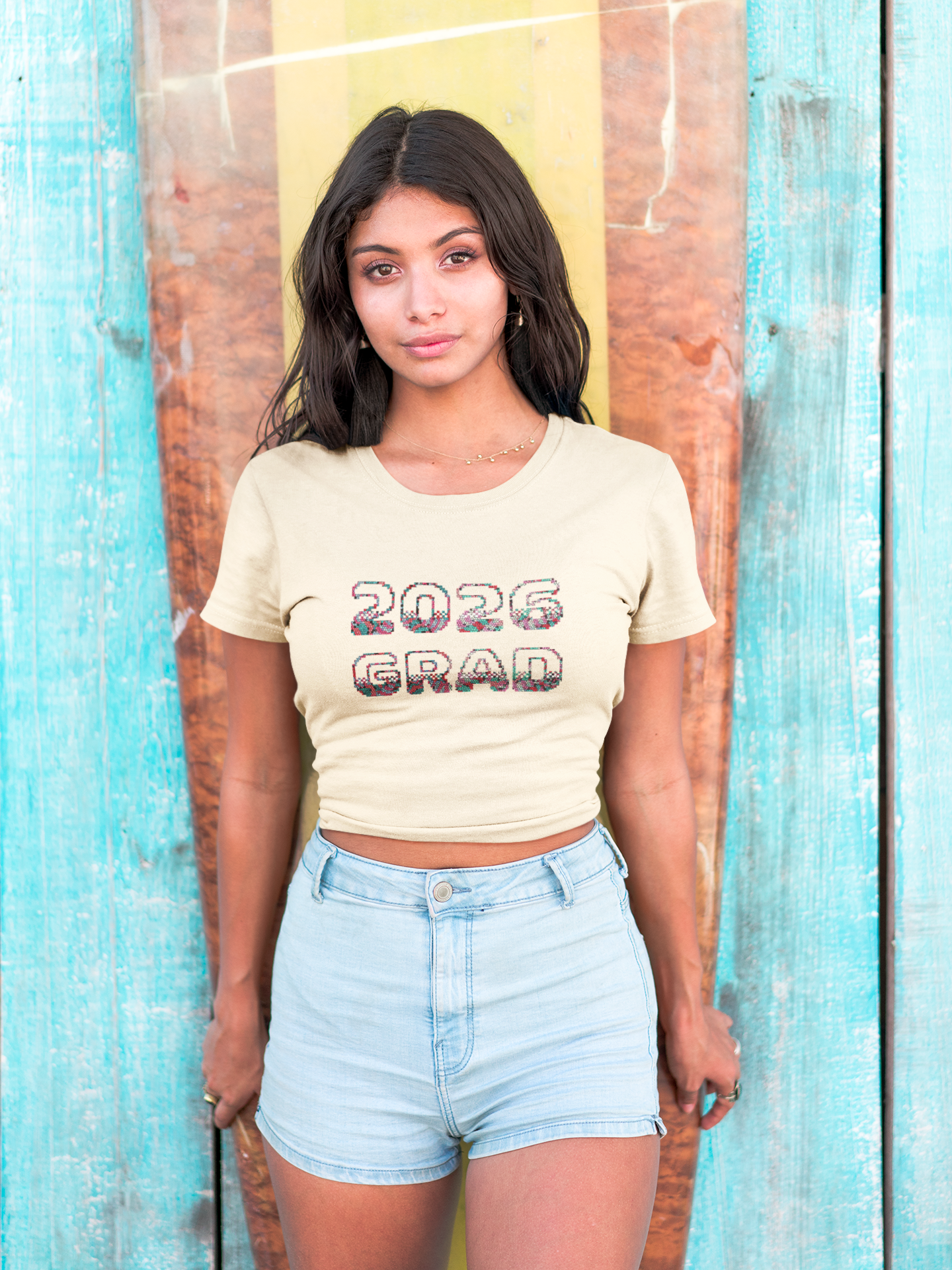 2026 Pixelated Grad T-Shirt Team Supporter — Personalized Back Name Senior Class Tee - Nensensical