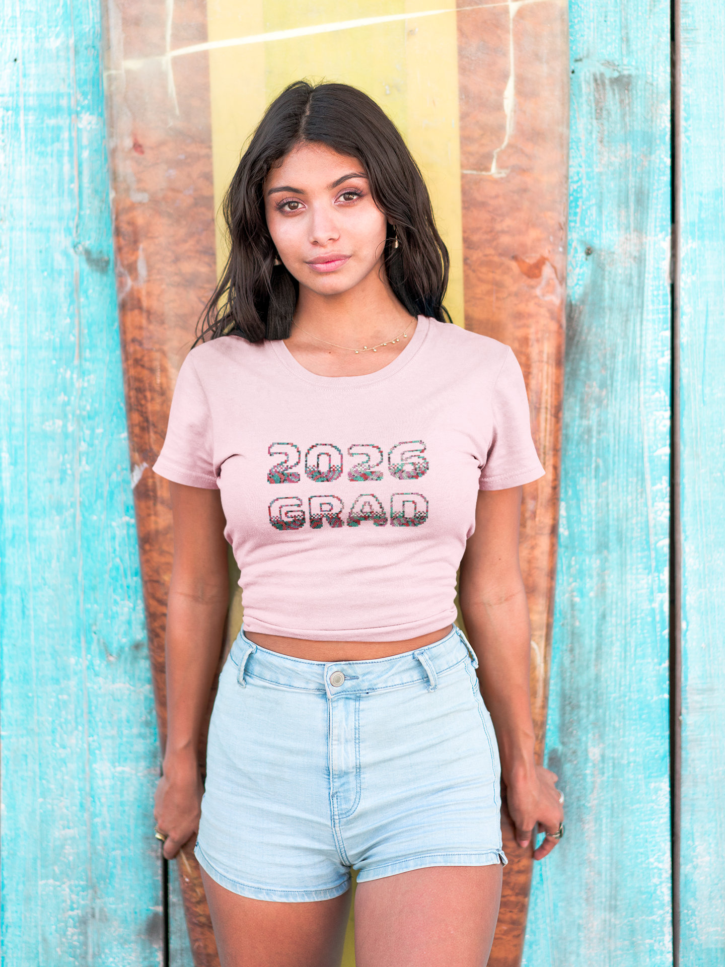 2026 Pixelated Grad T-Shirt Team Supporter — Personalized Back Name Senior Class Tee - Nensensical
