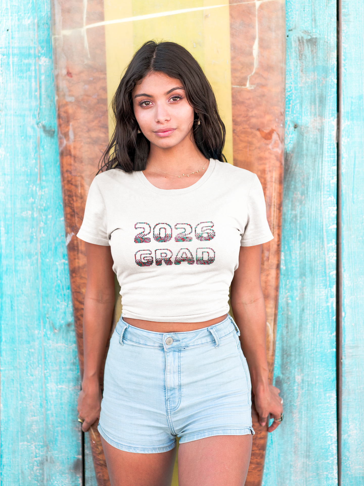 2026 Pixelated Grad T-Shirt Team Supporter — Personalized Back Name Senior Class Tee - Nensensical