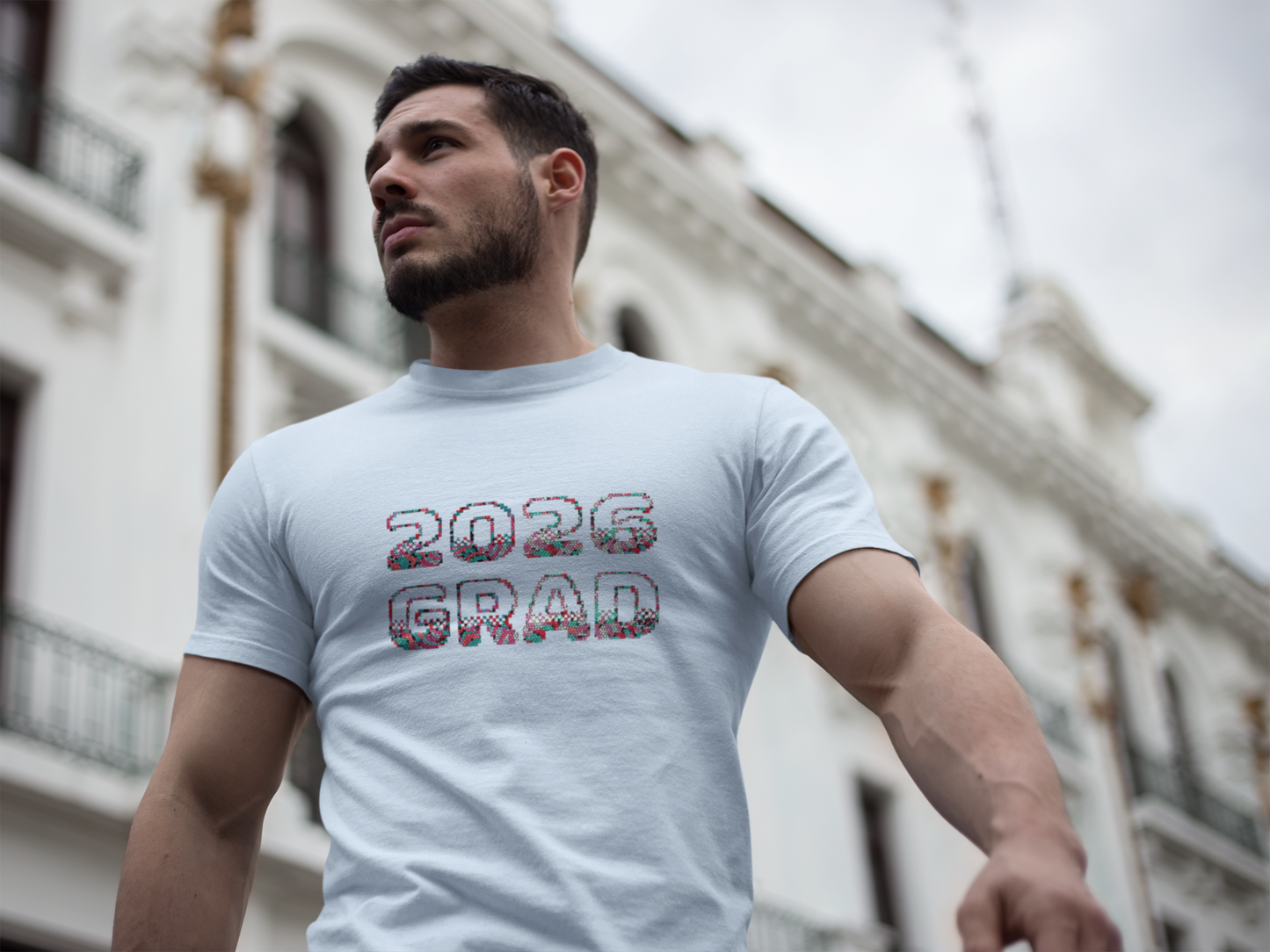 2026 Pixelated Grad T-Shirt Team Supporter — Personalized Back Name Senior Class Tee - Nensensical