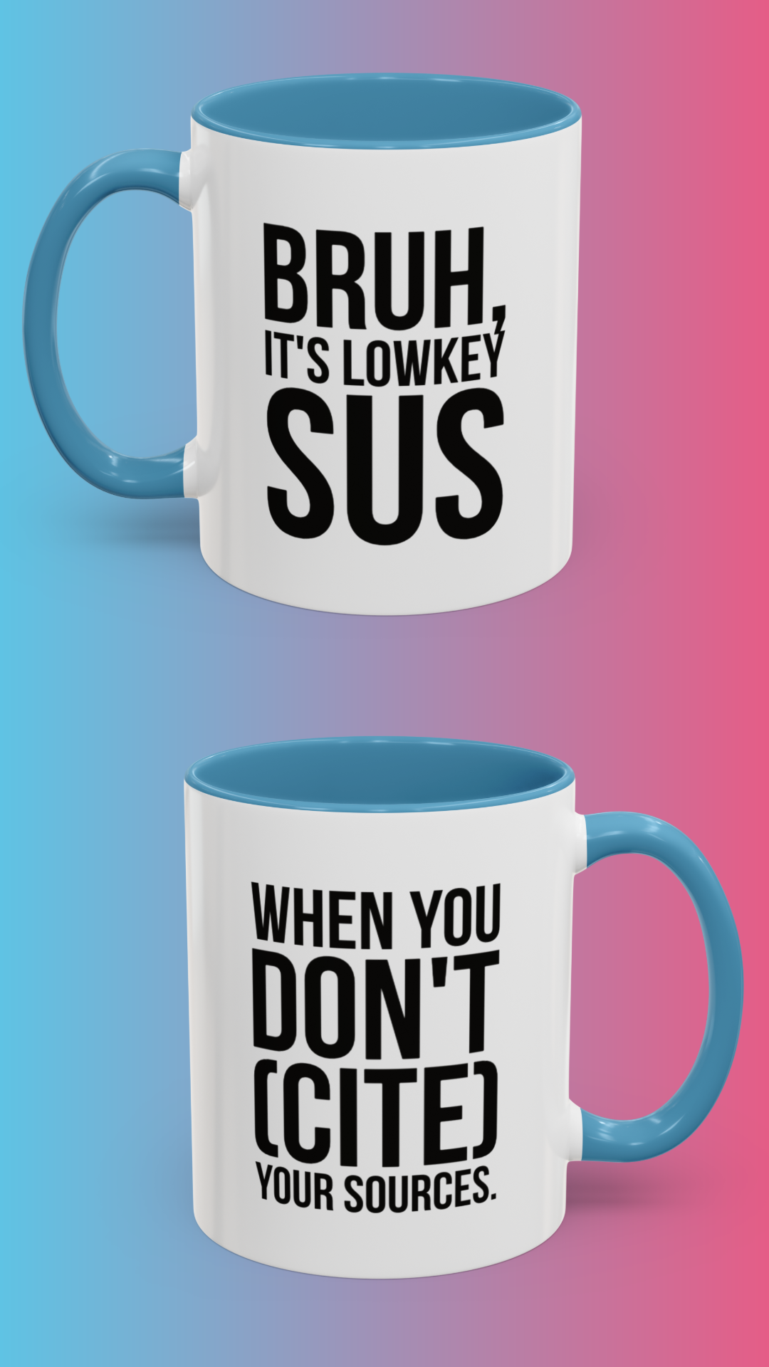 Bruh... It's Lowkey Sus — Accent Coffee Mug (Academic/Teacher Humor) - Nensensical