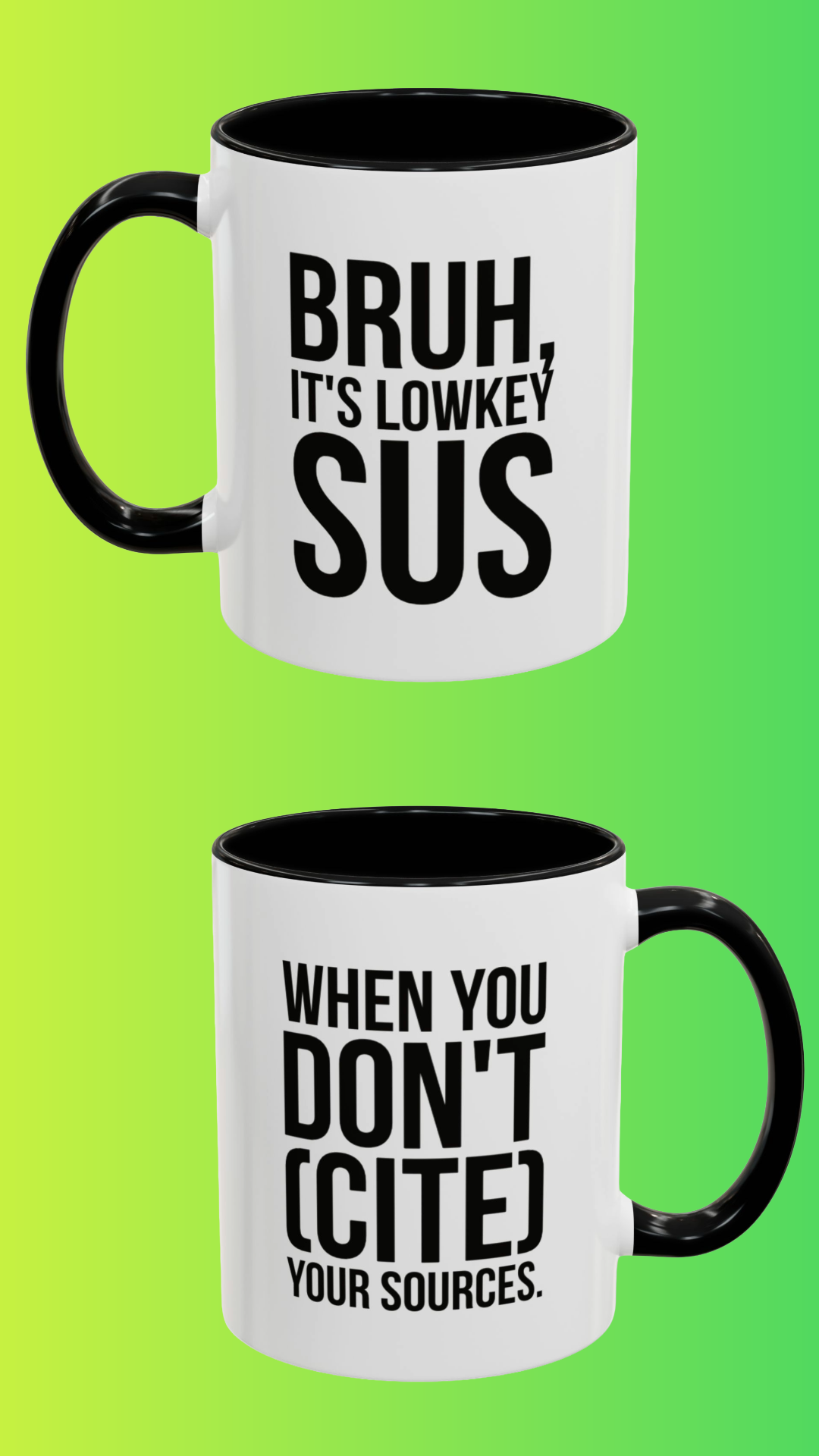 Bruh... It's Lowkey Sus — Accent Coffee Mug (Academic/Teacher Humor) - Nensensical