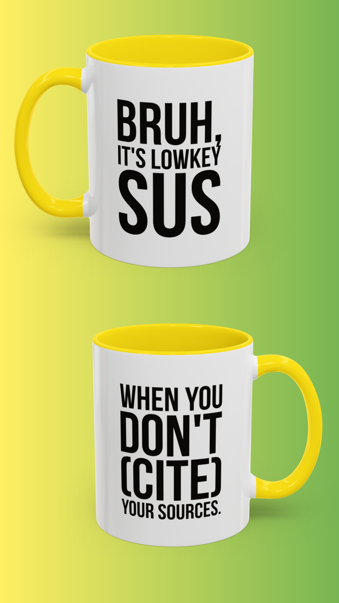 Bruh... It's Lowkey Sus — Accent Coffee Mug (Academic/Teacher Humor) - Nensensical