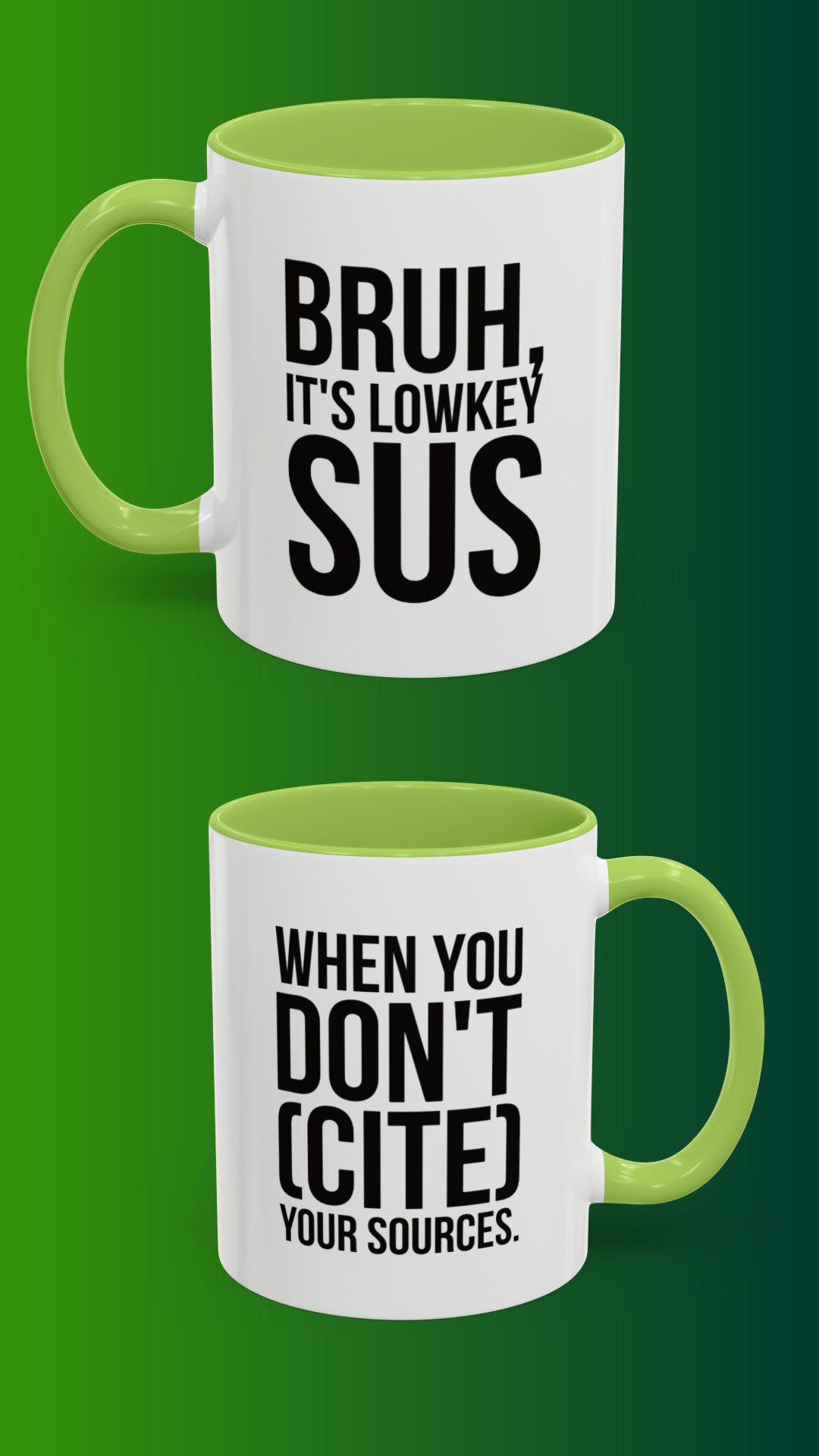 Bruh... It's Lowkey Sus — Accent Coffee Mug (Academic/Teacher Humor) - Nensensical