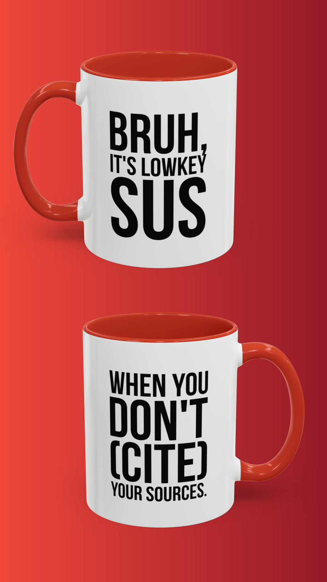 Bruh... It's Lowkey Sus — Accent Coffee Mug (Academic/Teacher Humor) - Nensensical