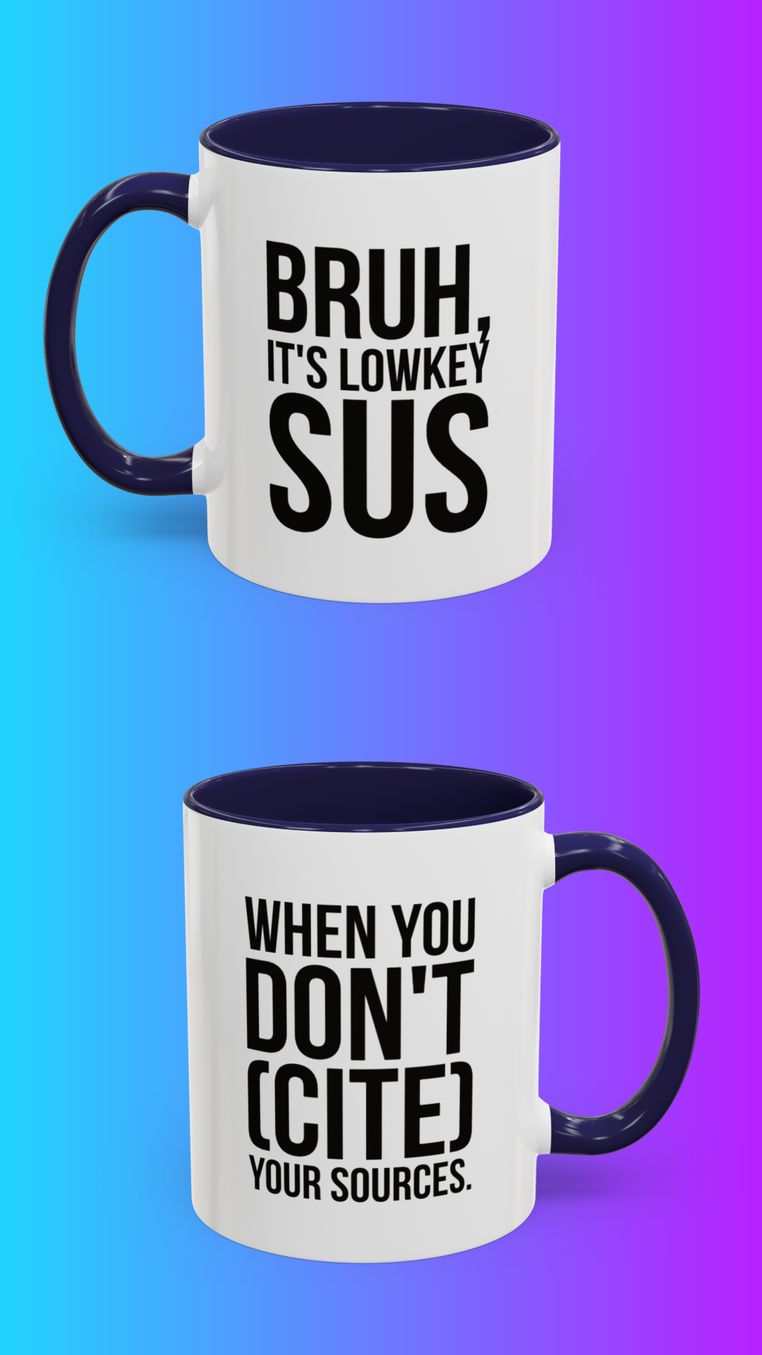 Bruh... It's Lowkey Sus — Accent Coffee Mug (Academic/Teacher Humor) - Nensensical